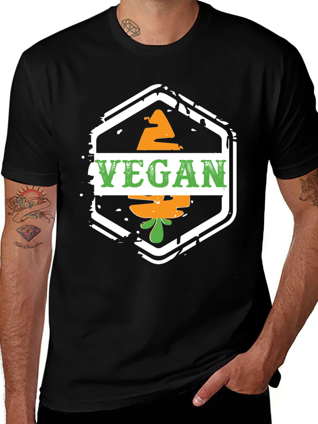 Variant 16 of Vegan Carrot T-Shirt - Black Graphic Tee