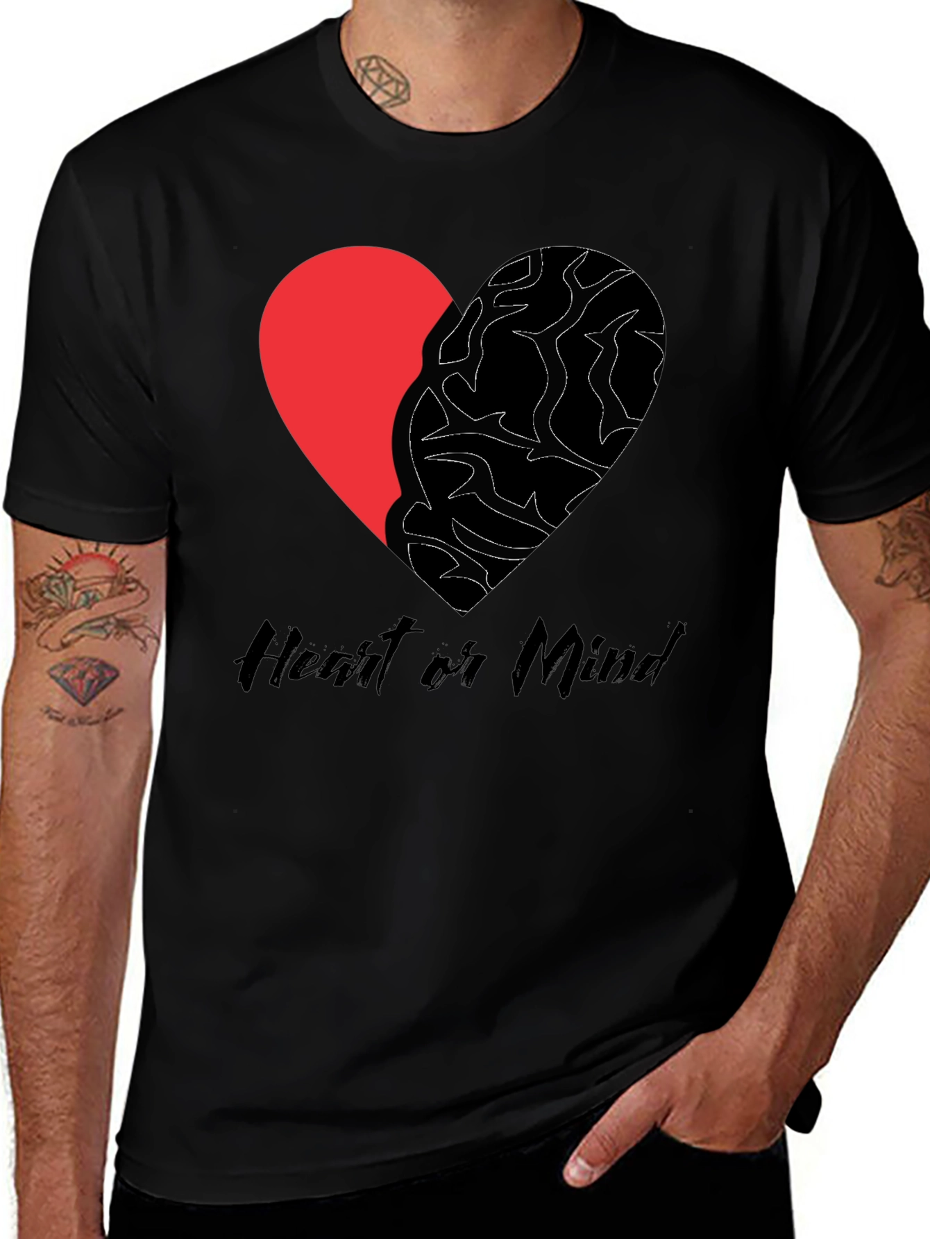 Variant 9 of Heart or Mind Graphic Tee - Cotton Blend T-Shirt