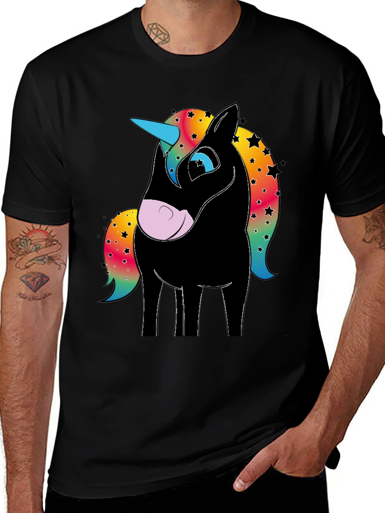 Unicorn Graphic Tee - Black Cotton Blend