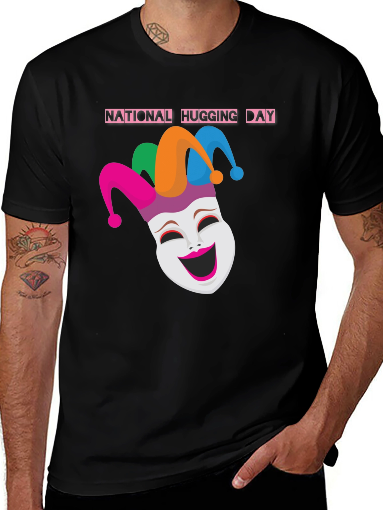 Variant 8 of National Hugging Day Jester Mask T-Shirt