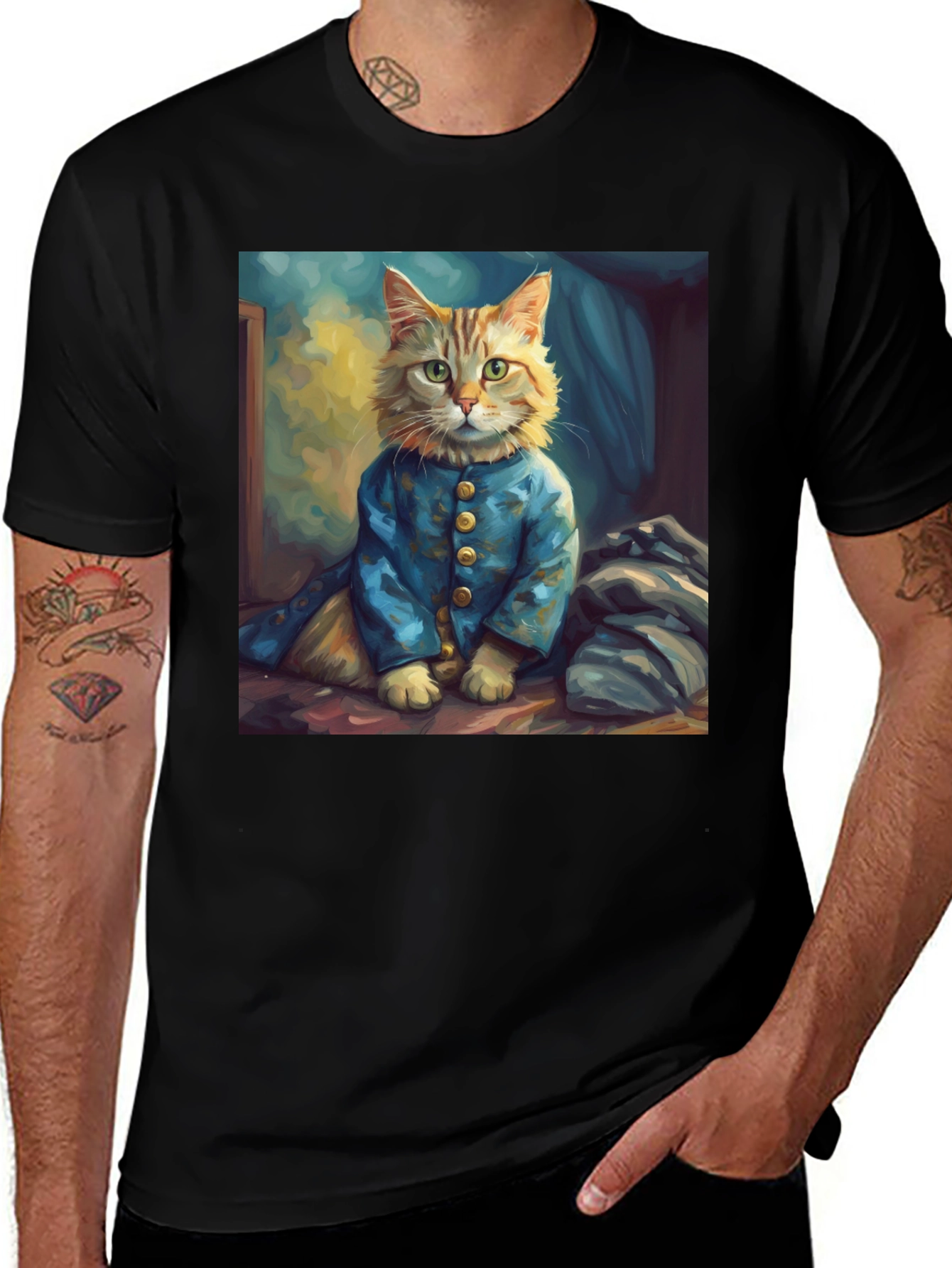 Variant 3 of Cat Portrait Graphic Tee - Stylish Novelty Shirt