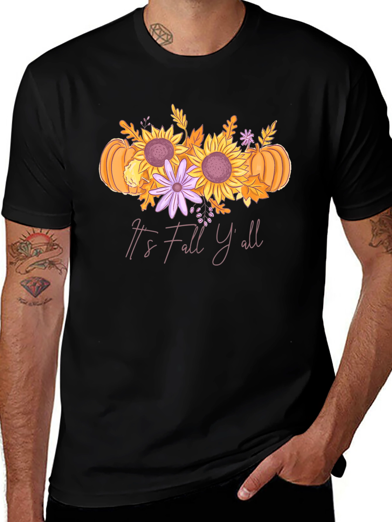 Variant 6 of It's Fall Y'all T-Shirt - Pumpkin & Sunflower Graphic Tee