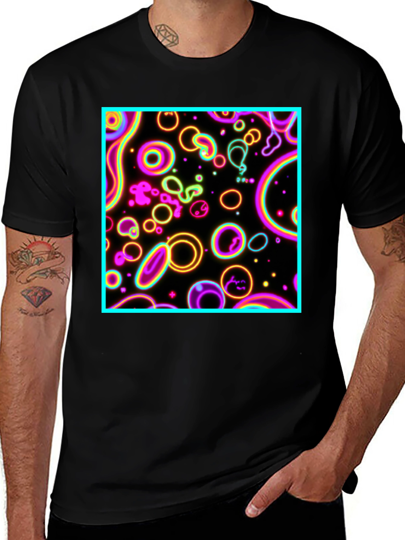 Variant 19 of Neon Glow Abstract Graphic Print Tee