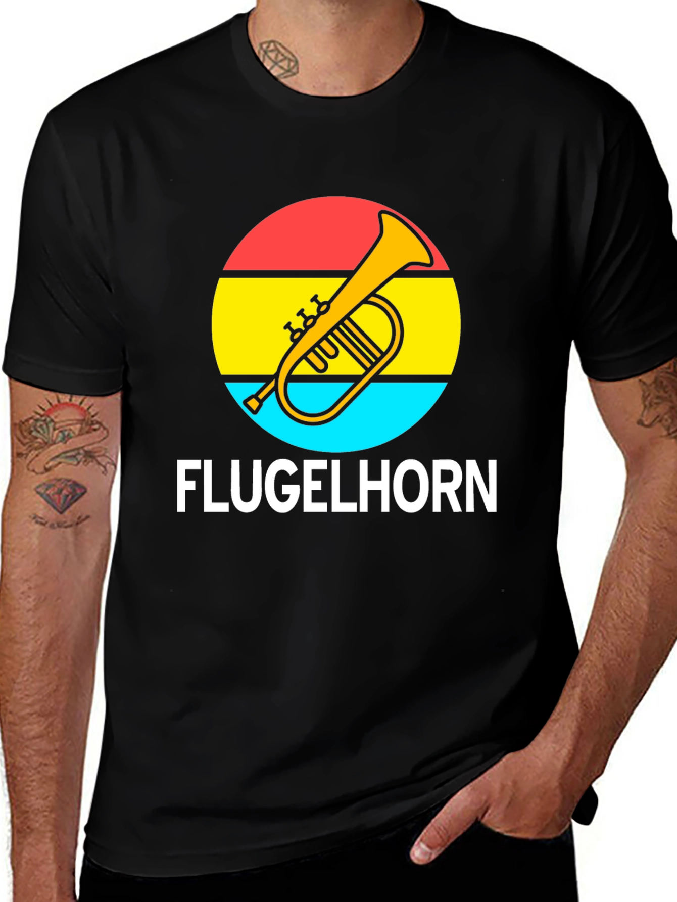 Variant 8 of Flugelhorn T-Shirt - Retro Sunset Music Tee