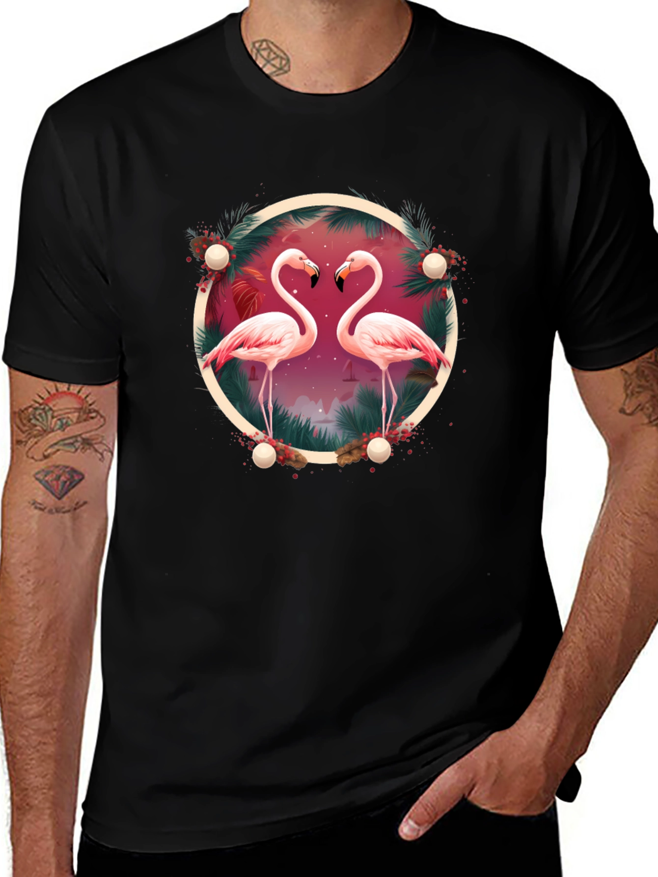 Variant 4 of Flamingo Circle Graphic Tee - Unisex