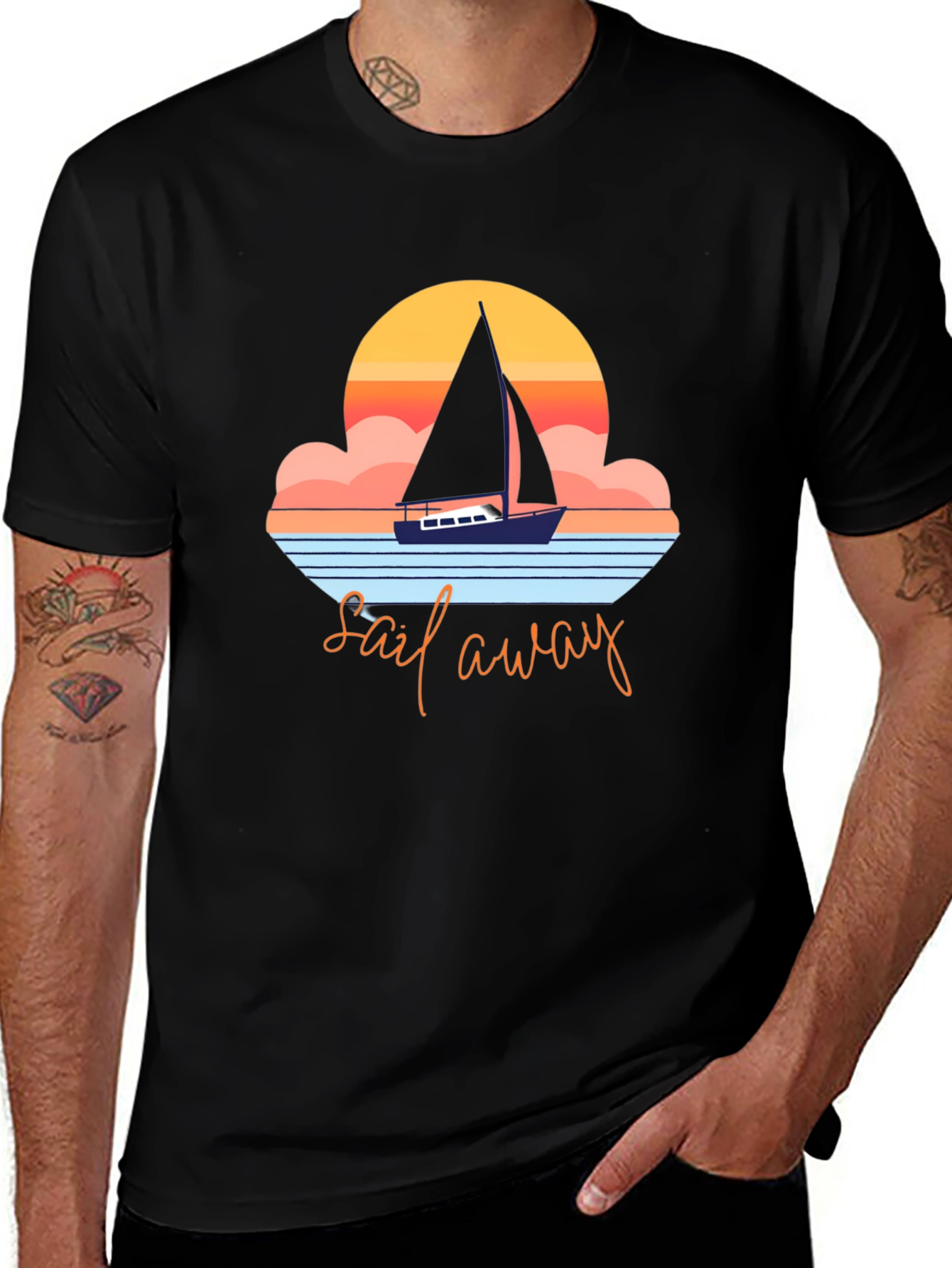 Variant 14 of Sail Away Graphic Tee - Retro Nautical Design