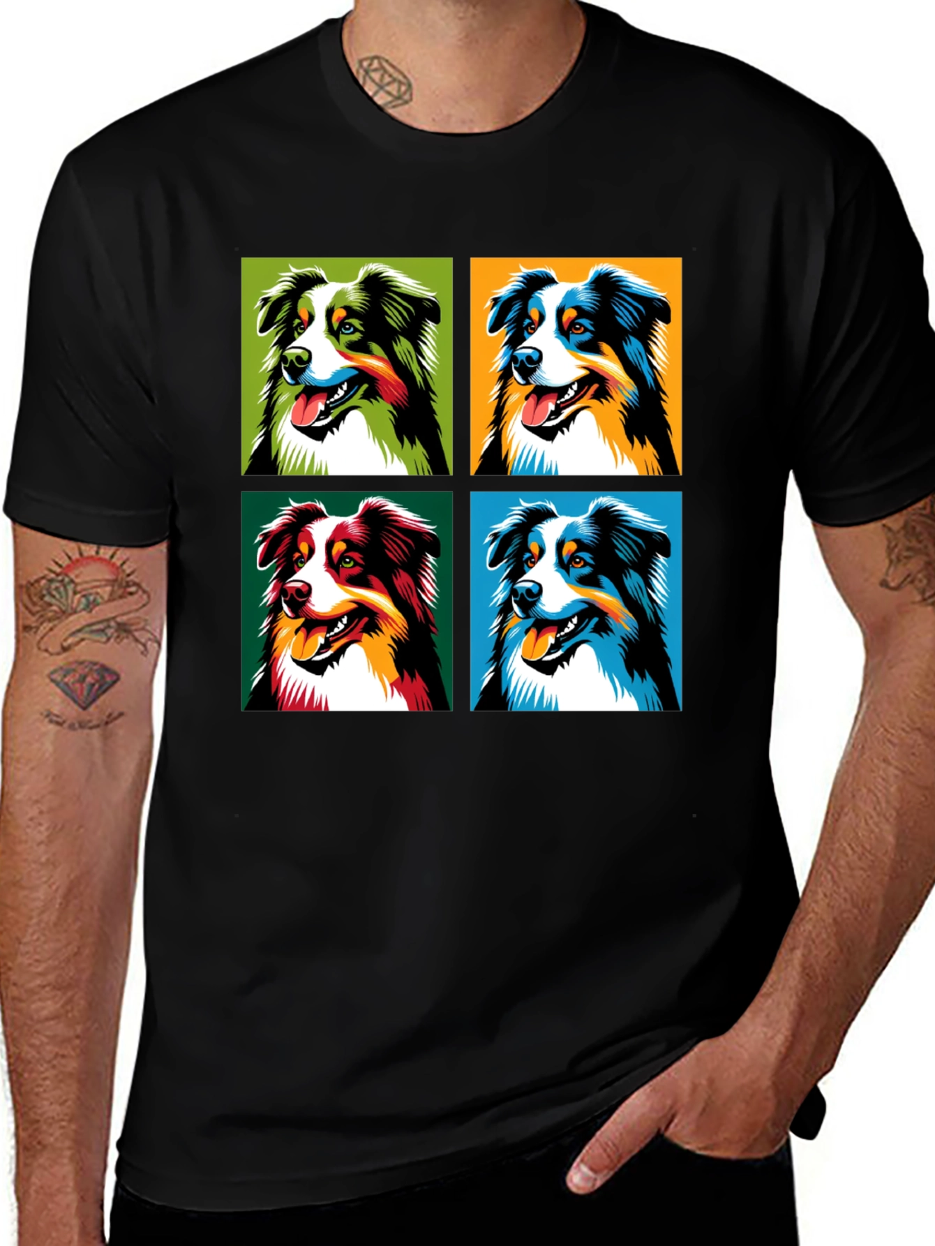 Variant 21 of Pop Art Dog Print Tee - Modern Casual Shirt