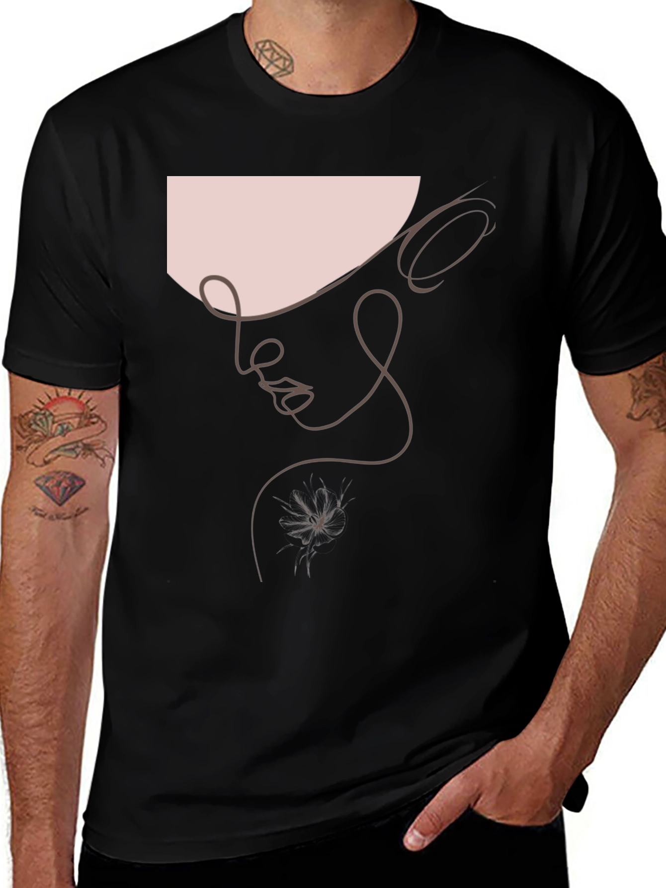 Variant 21 of Minimalist Line Art Graphic Tee - Abstract Face Shirt