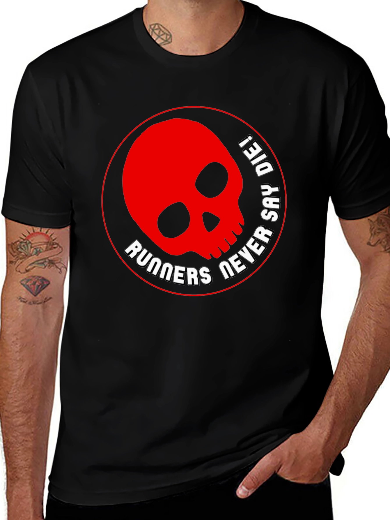Variant 30 of Runners Never Say Die Skull Graphic T-Shirt
