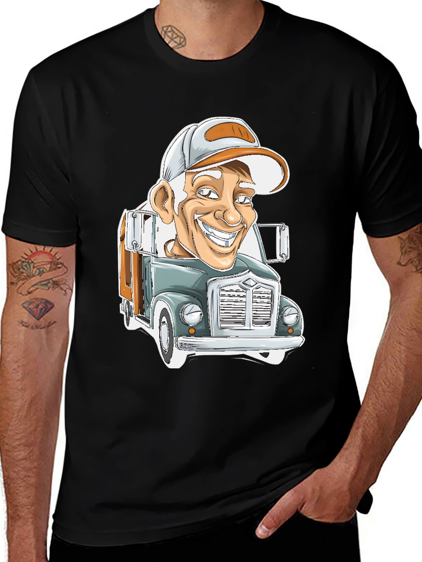 Variant 29 of Trucker Cartoon Tee - Quirky Driver T-Shirt