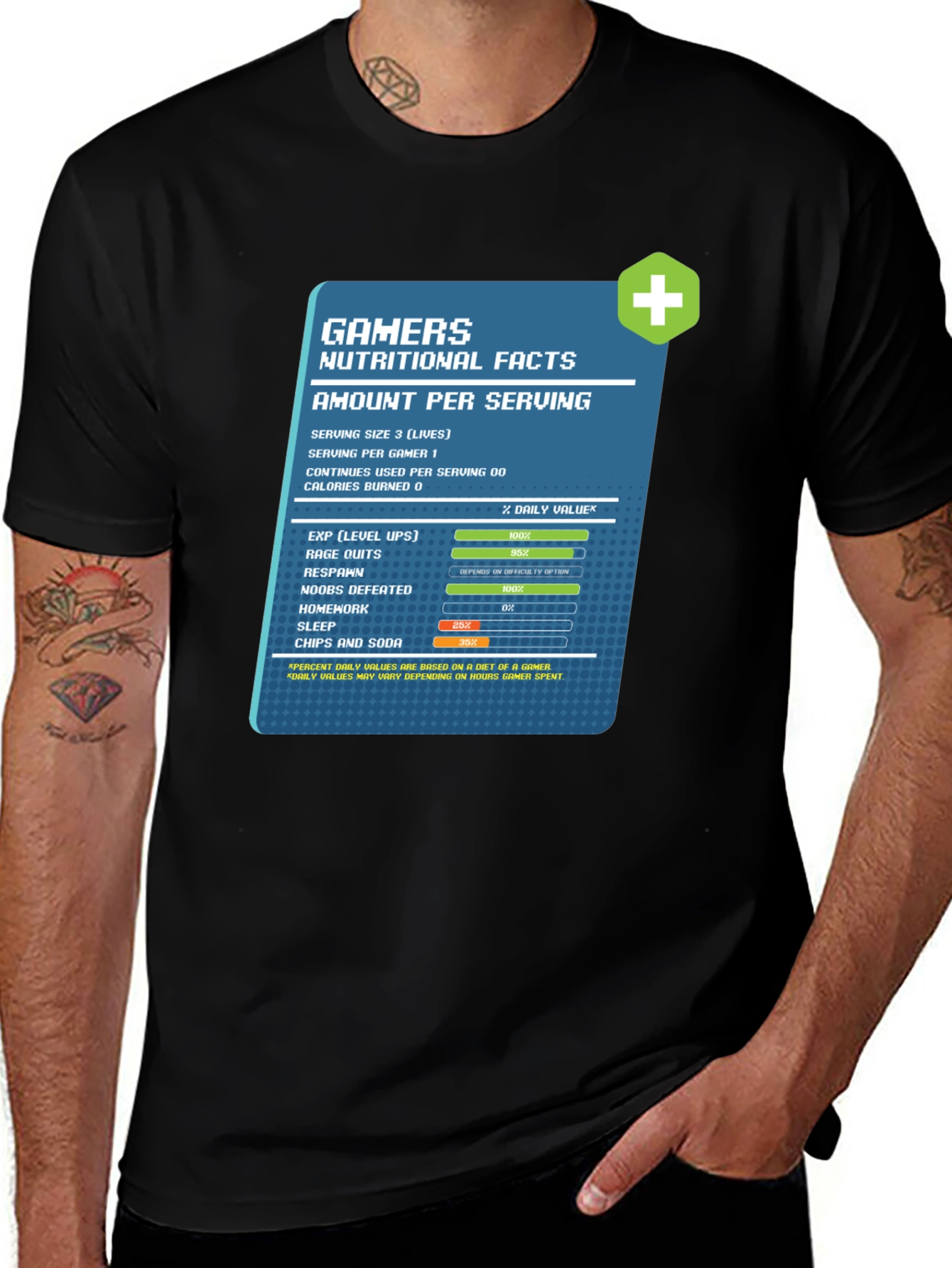 Variant 17 of Gamer Nutritional Facts Graphic T-Shirt