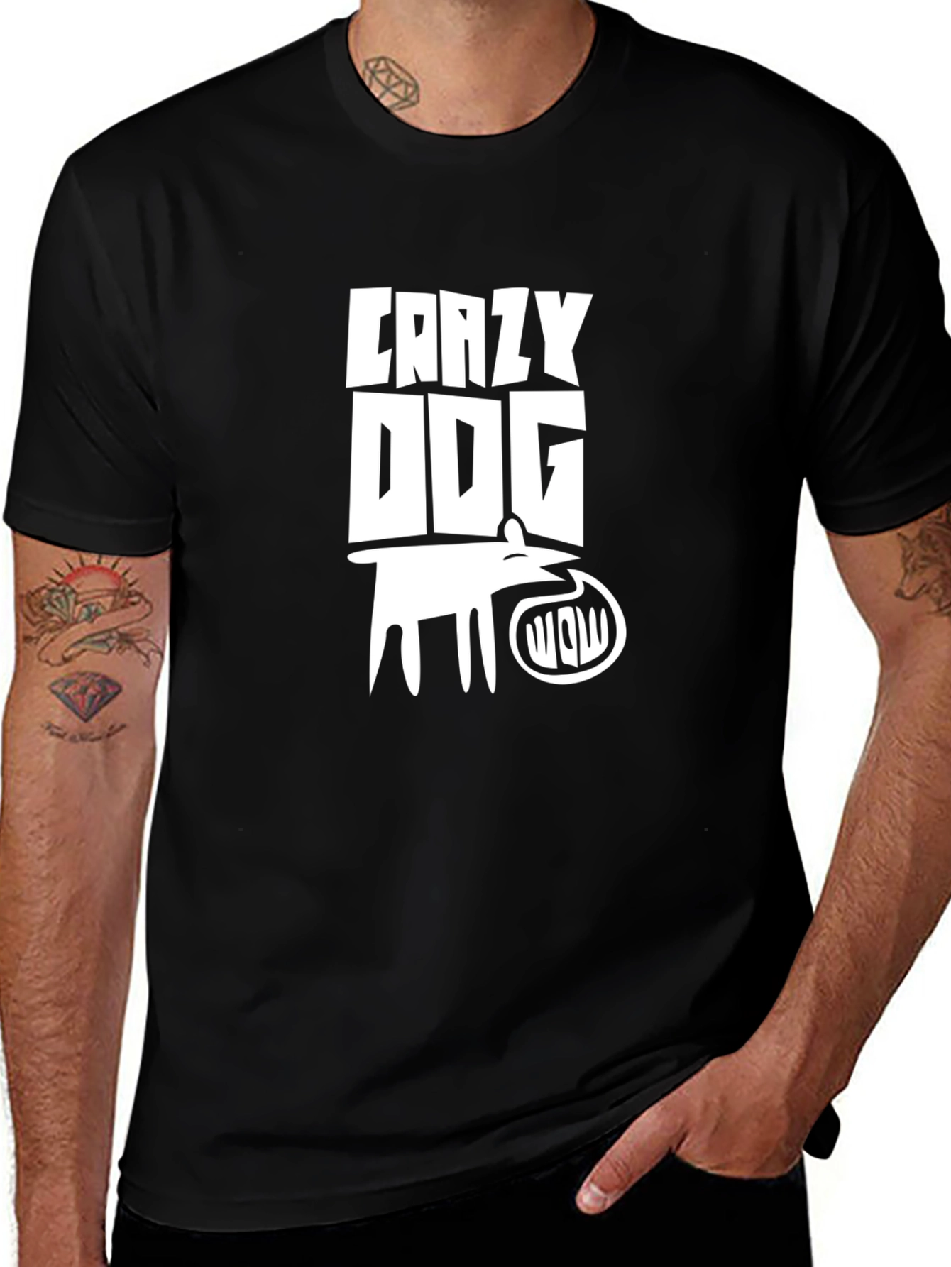 Variant 18 of Crazy Dog Graphic Print Black T-Shirt