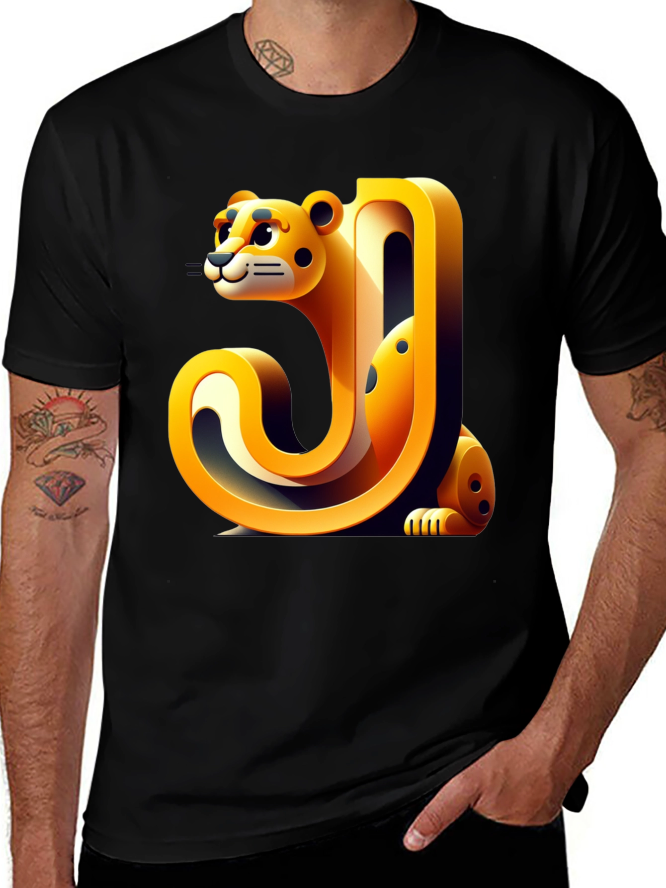 Variant 10 of Letter J Cheetah Graphic Tee - Fun & Stylish