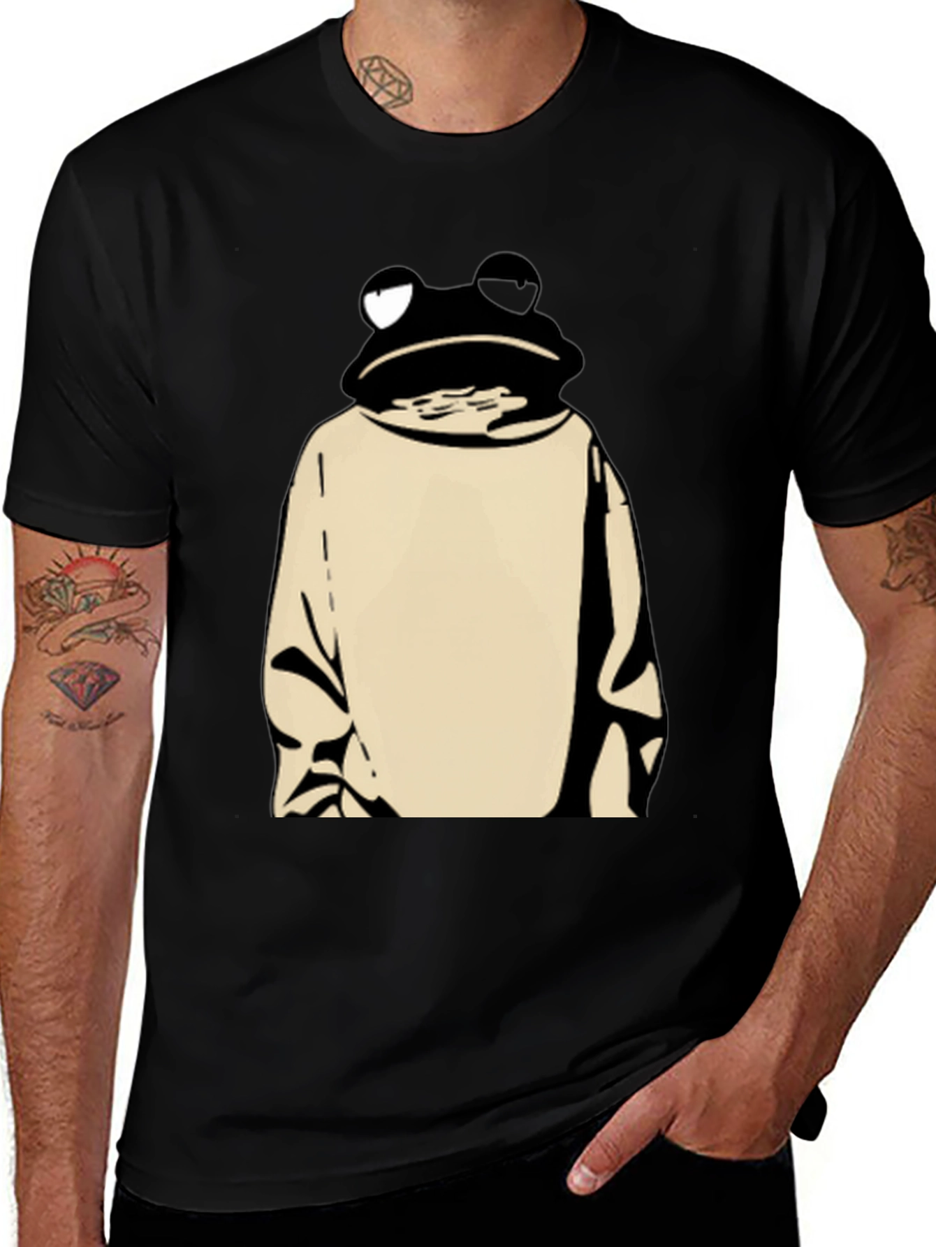 Variant 22 of Frog in Hoodie Black T-Shirt - Unique Design