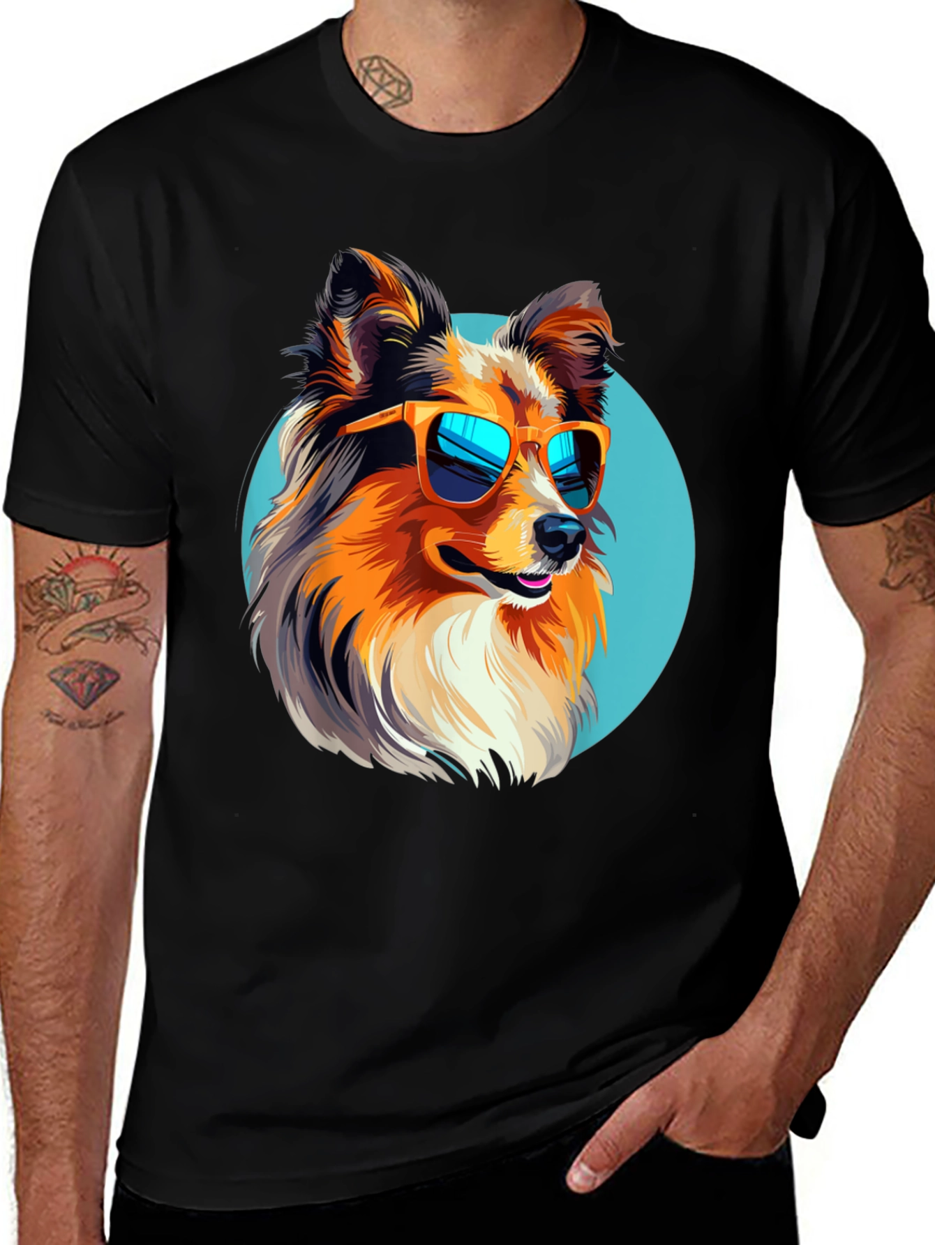 Variant 14 of Cool Dog Graphic Tee - Unisex Black T-Shirt