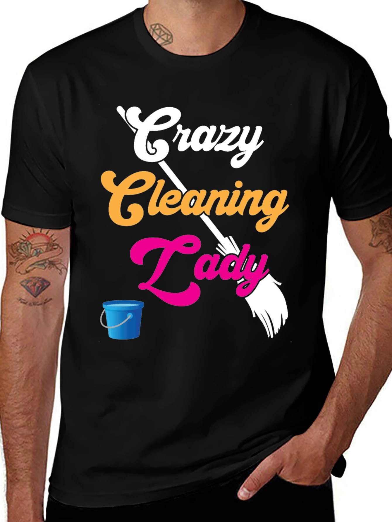 Variant 28 of Crazy Cleaning Lady Graphic Tee