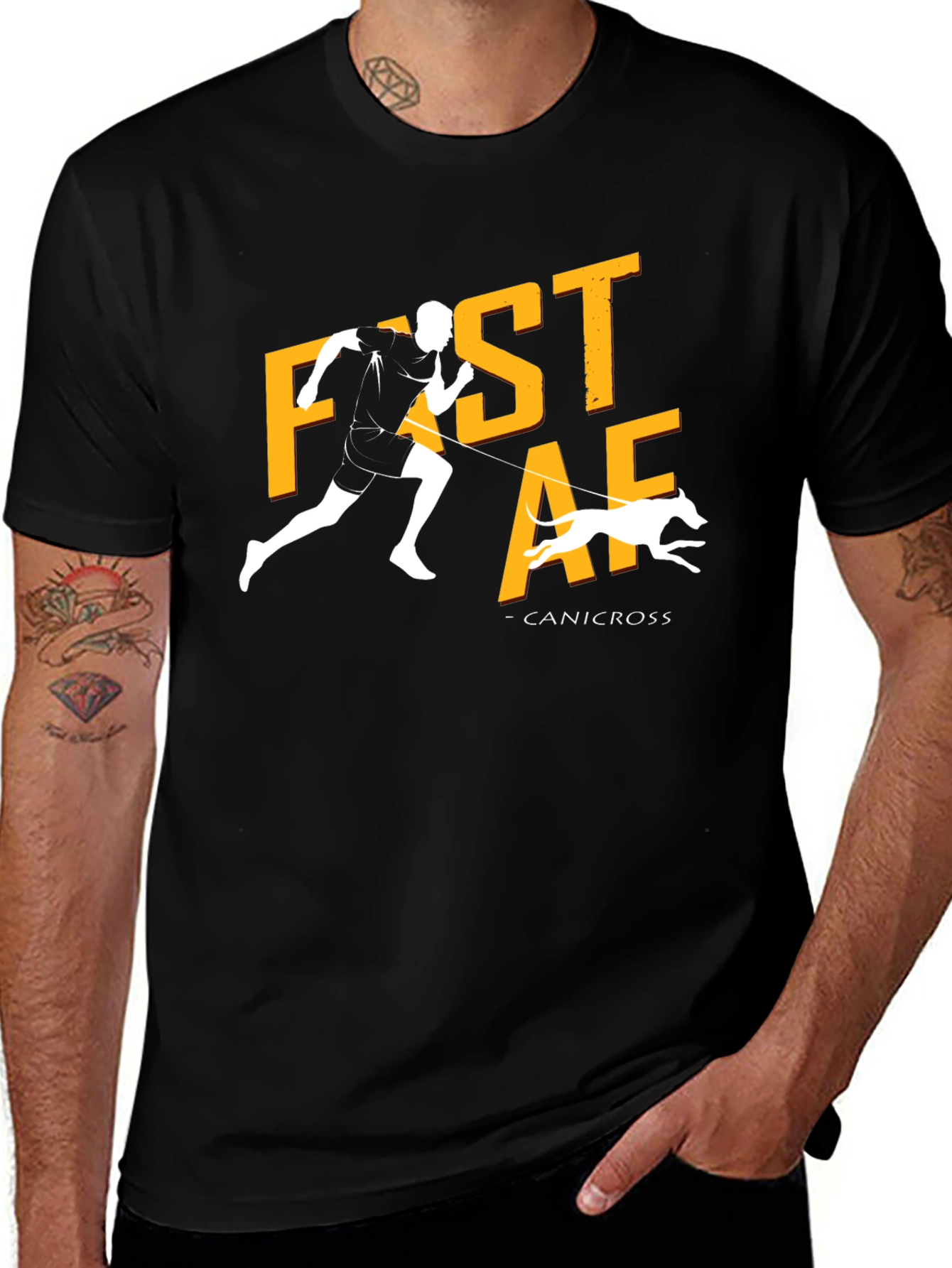 Fast AF Canicross Black T-Shirt - Running with Your Dog!