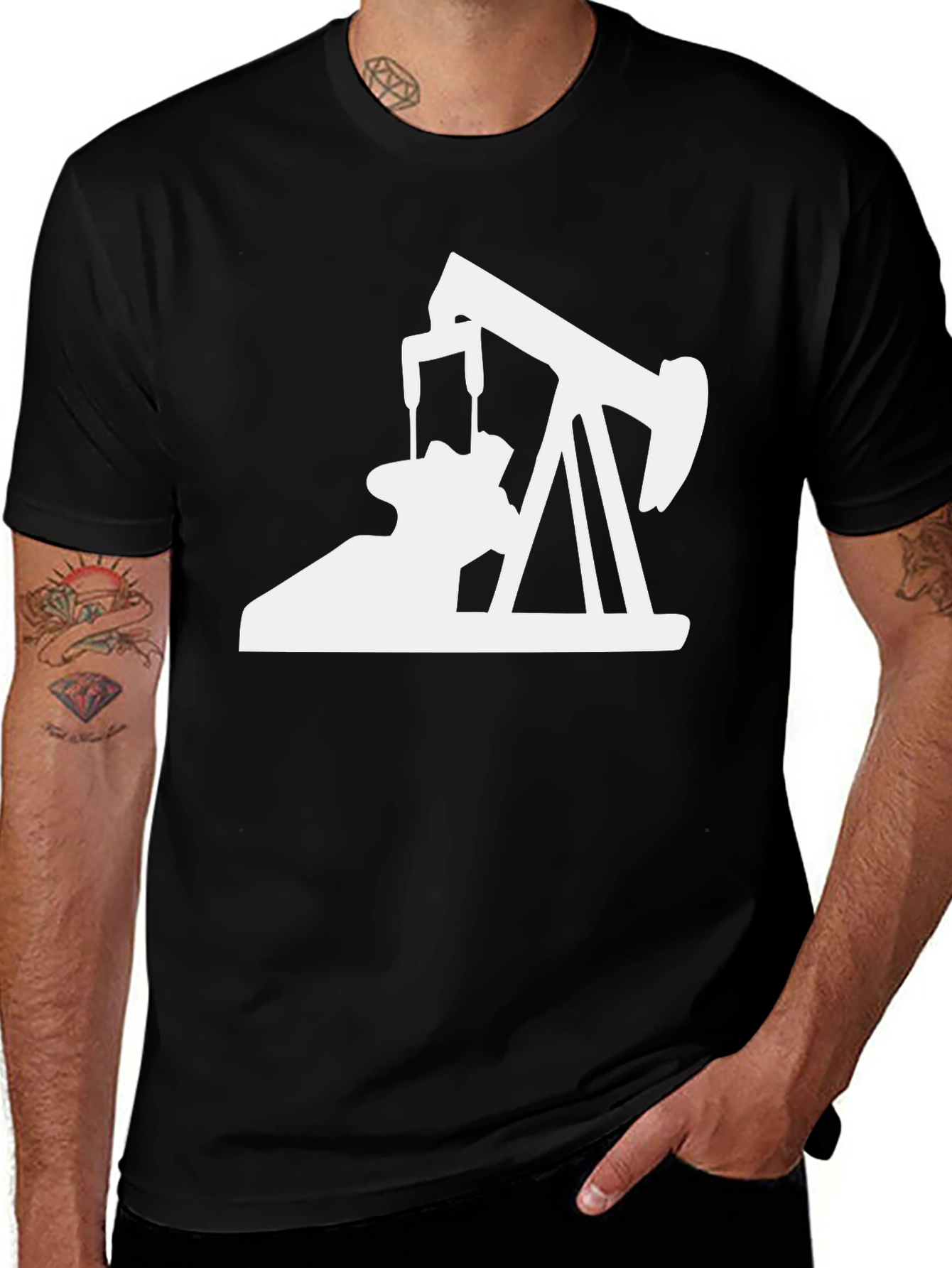 Variant 22 of Oil Rig Graphic Tee - Black Cotton Comfort