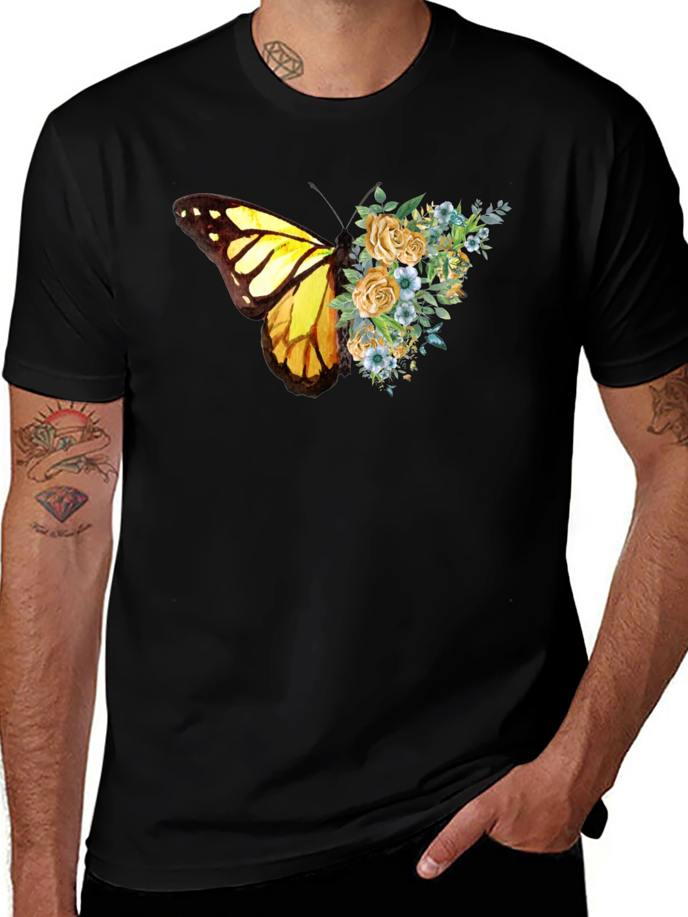 Variant 8 of Butterfly Floral Graphic Tee - Soft Cotton Blend