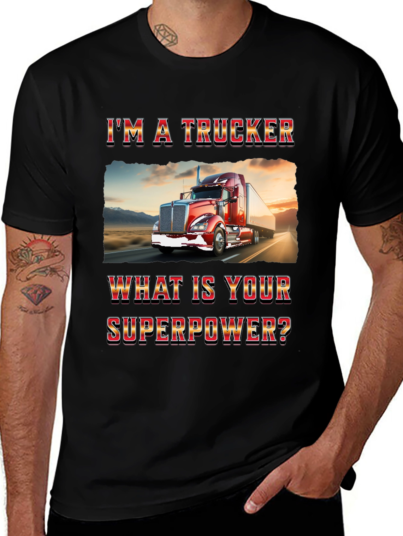 Trucker Superpower T-Shirt - Bold Graphic Tee