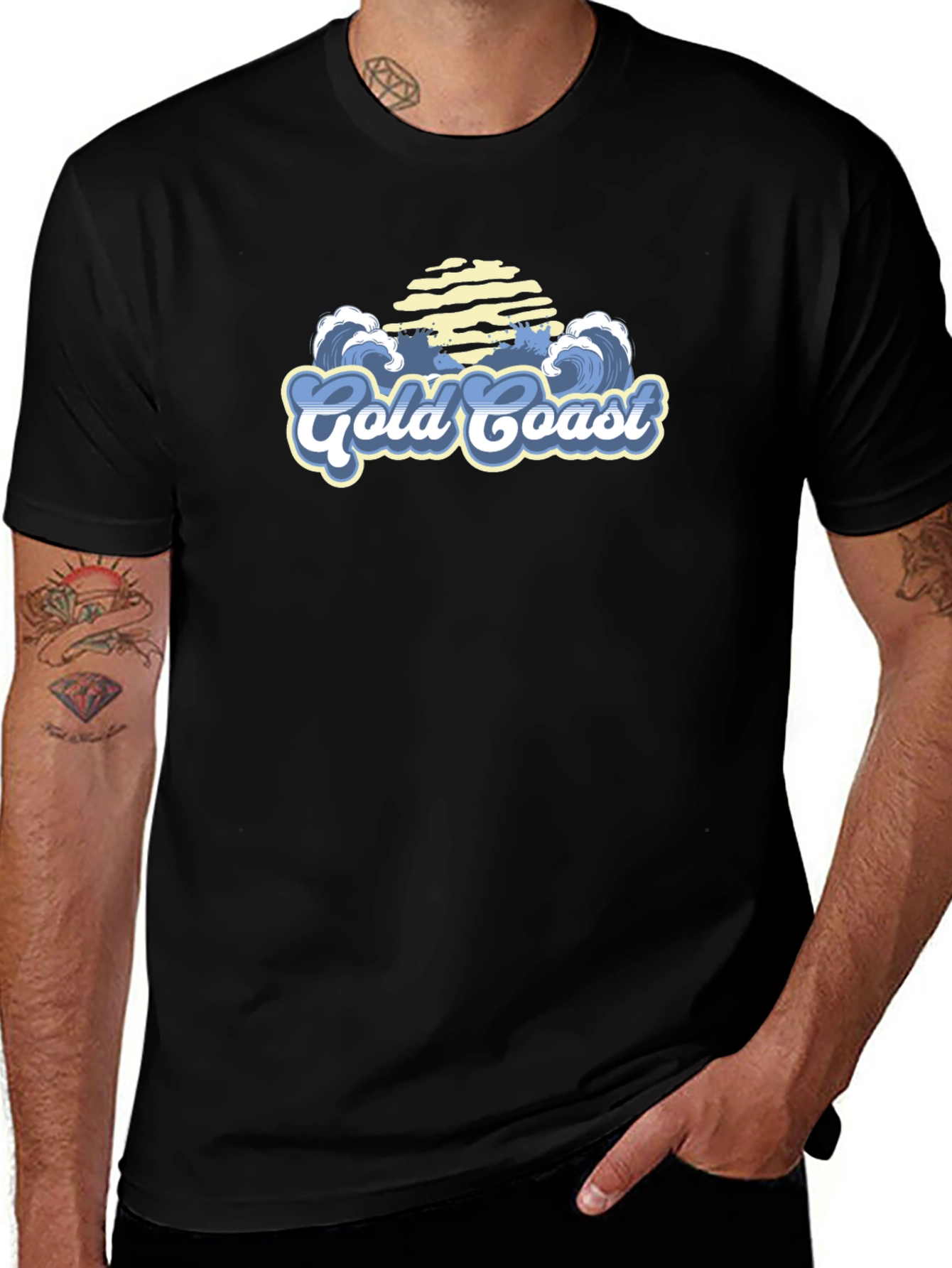 Black Gold Coast Graphic T-Shirt - Summer Vibe main image