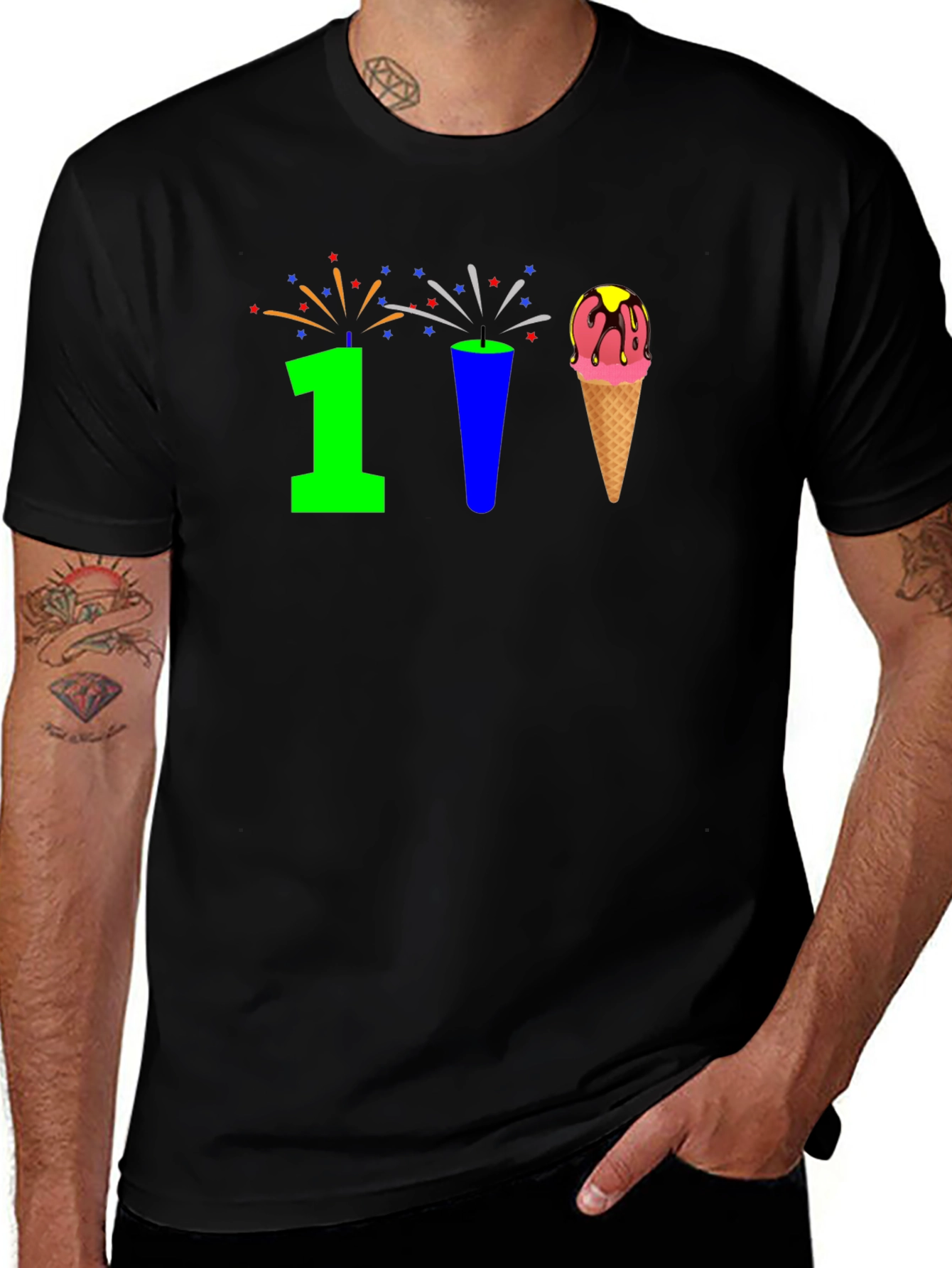 Variant 7 of Fun Graphic Tee: Ice Cream Cone & Celebration