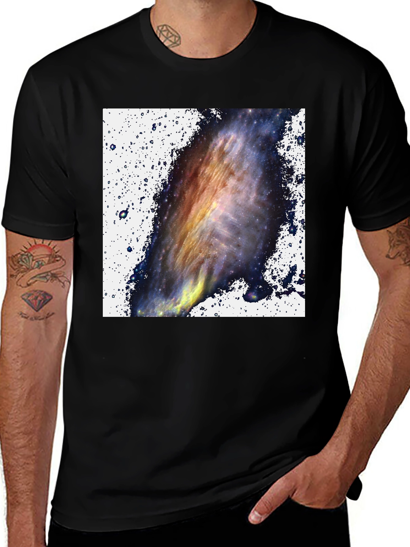 Variant 26 of Galaxy Print Black T-Shirt - Celestial Style