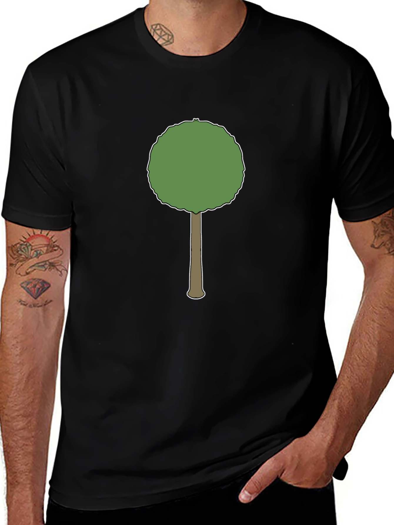 Variant 28 of Cartoon Tree Graphic Black T-Shirt