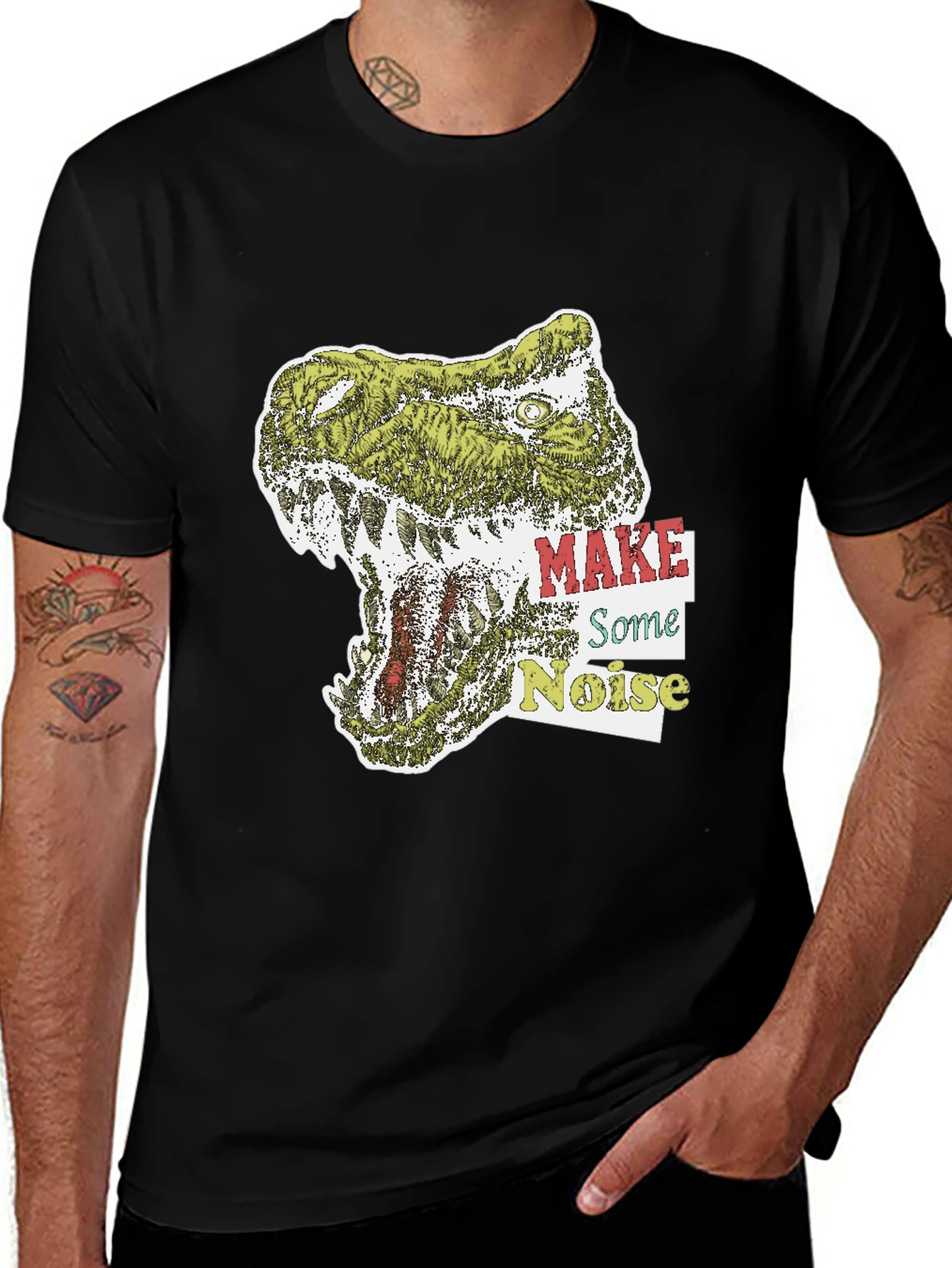 Black Dino Roar Graphic Tee - Make Some Noise T-Shirt main image