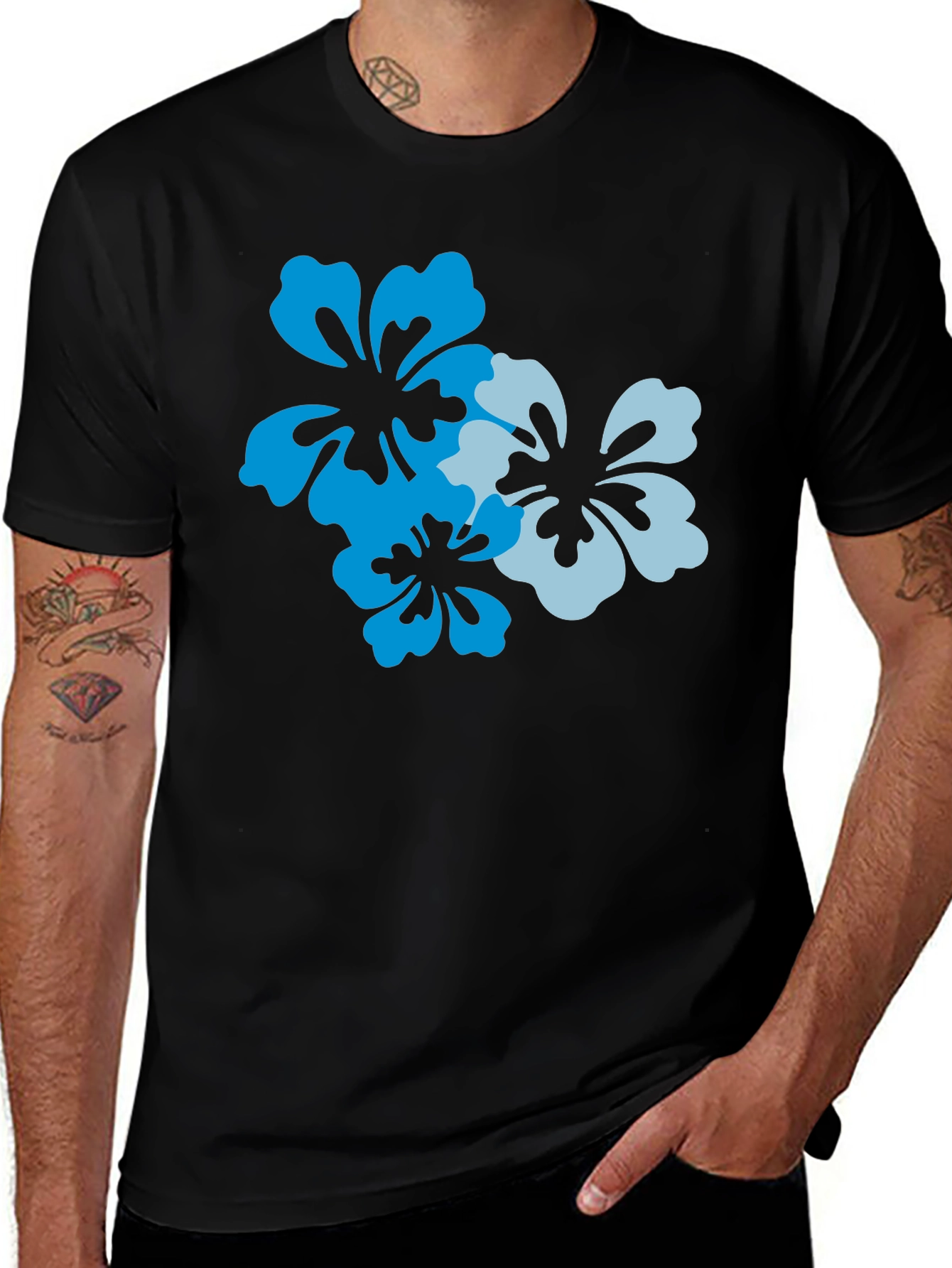 Variant 16 of Floral Graphic Print Black T-Shirt