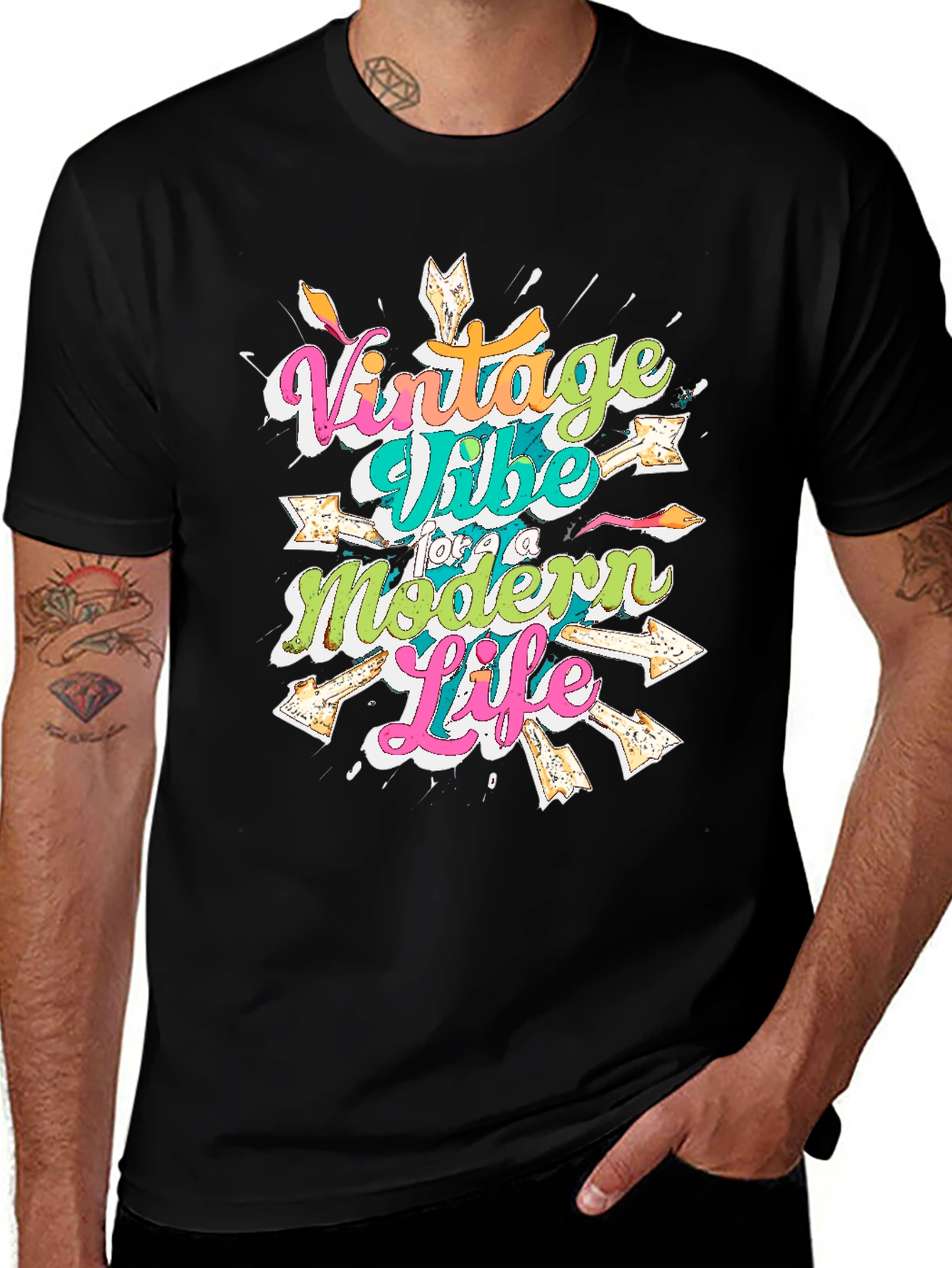 Variant 19 of Vintage Vibe Modern Life Graphic Tee Shirt