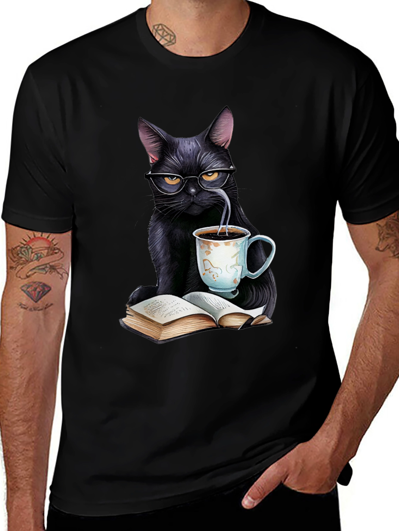 Variant 2 of Cat Reading T-Shirt - Book Lover Tee