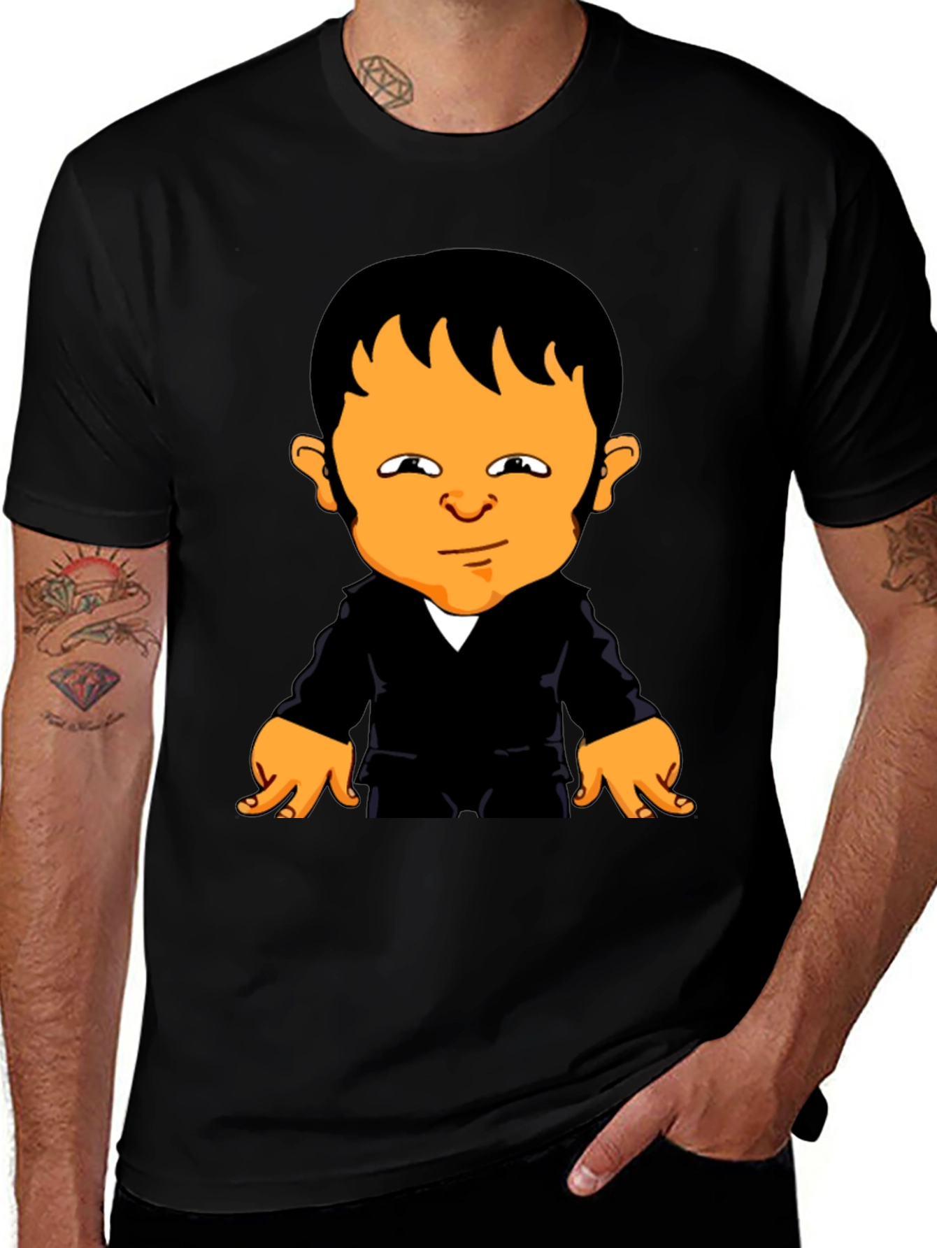 Variant 25 of Cartoon Character Graphic Tee - Black