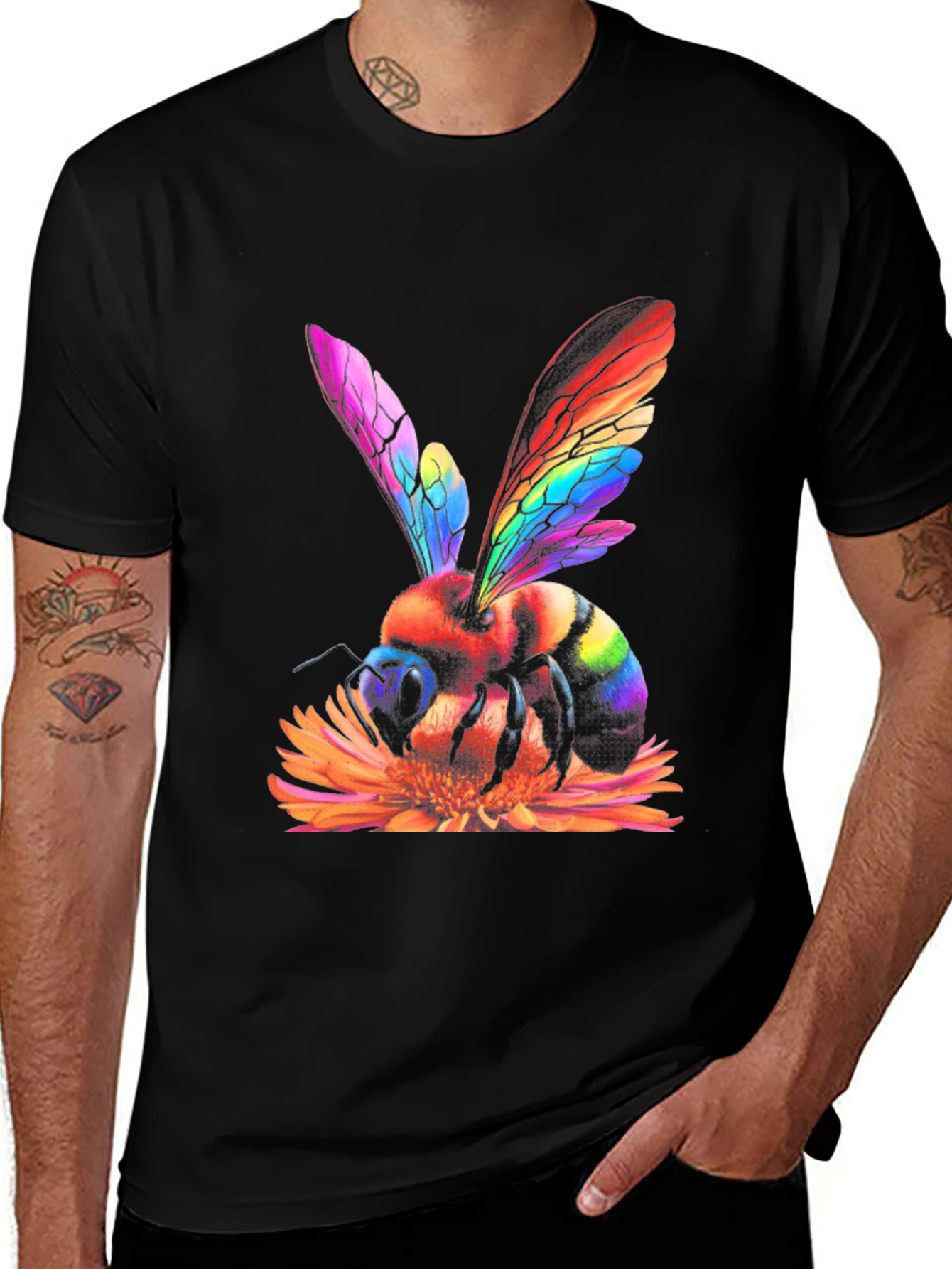 Variant 4 of Rainbow Bee Graphic T-Shirt - Nature Inspired Tee