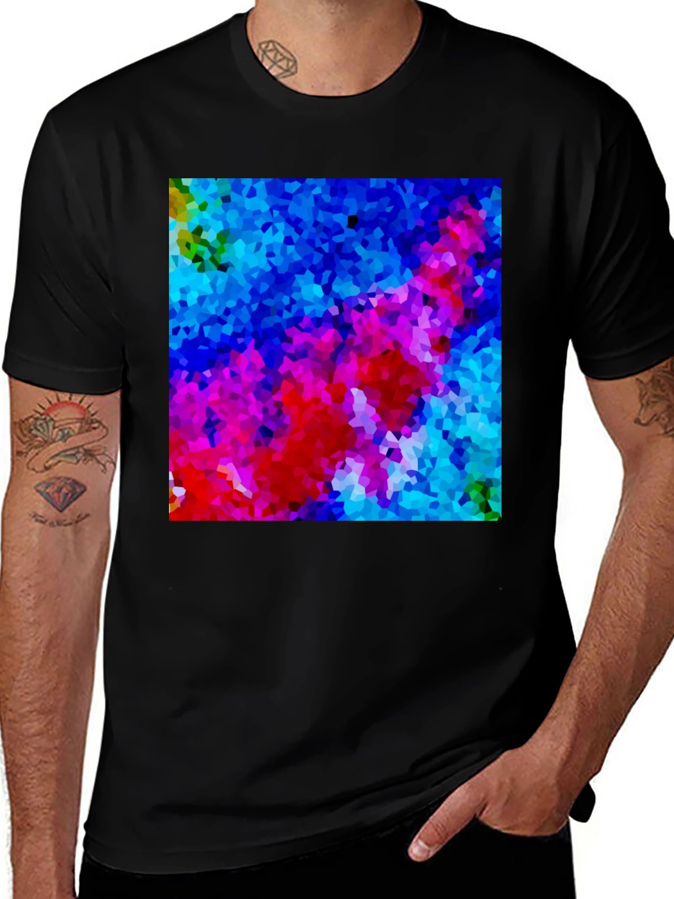Variant 5 of Abstract Mosaic Art Black T-Shirt
