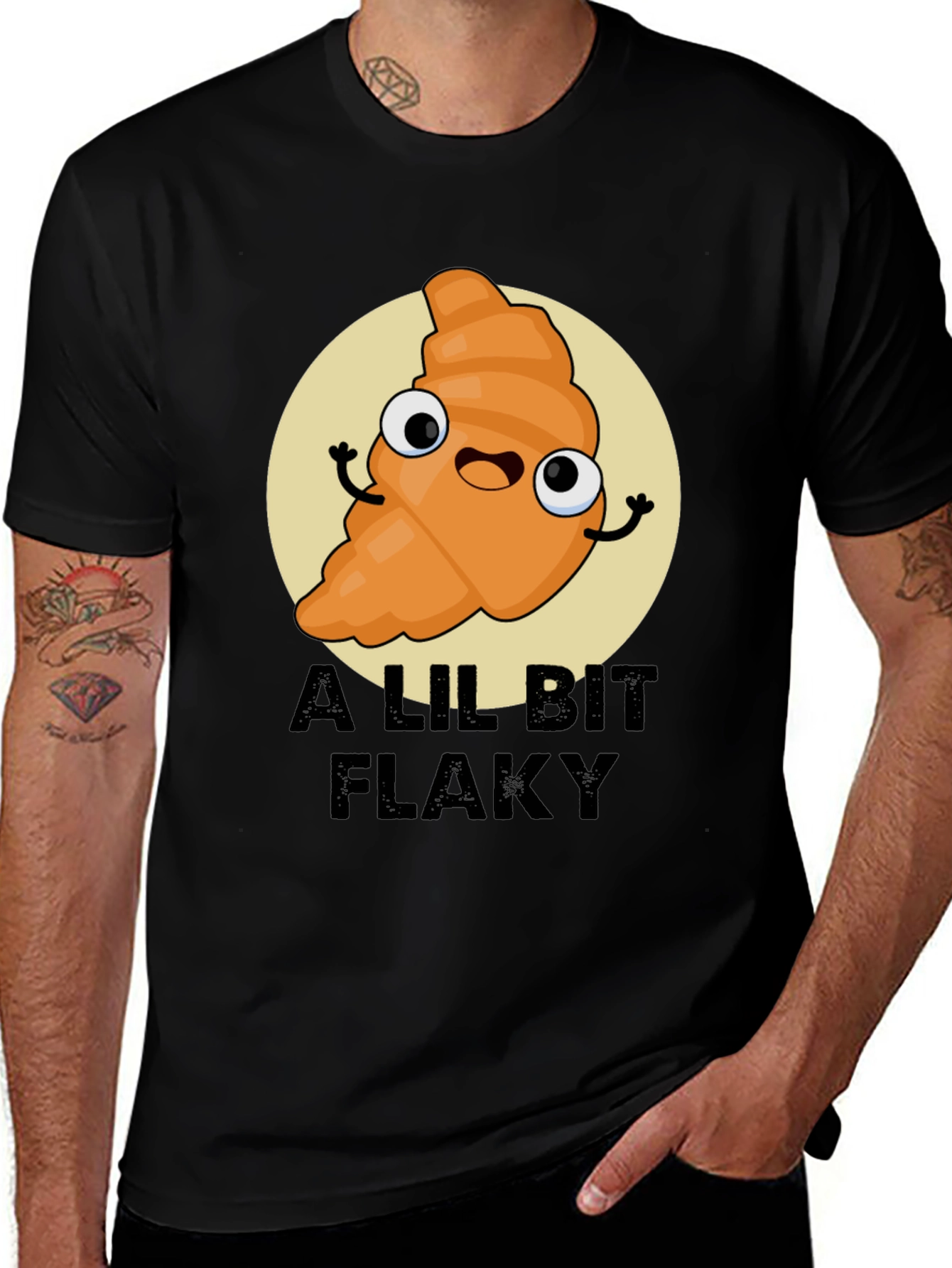 Variant 28 of A Lil Bit Flaky Cartoon Croissant T-Shirt