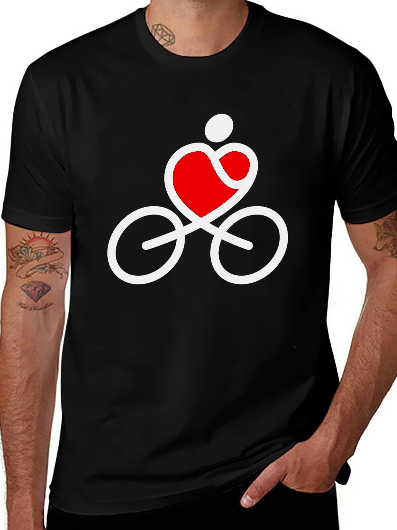 Black Heart Cycling Graphic Tee - Soft Cotton Blend main image
