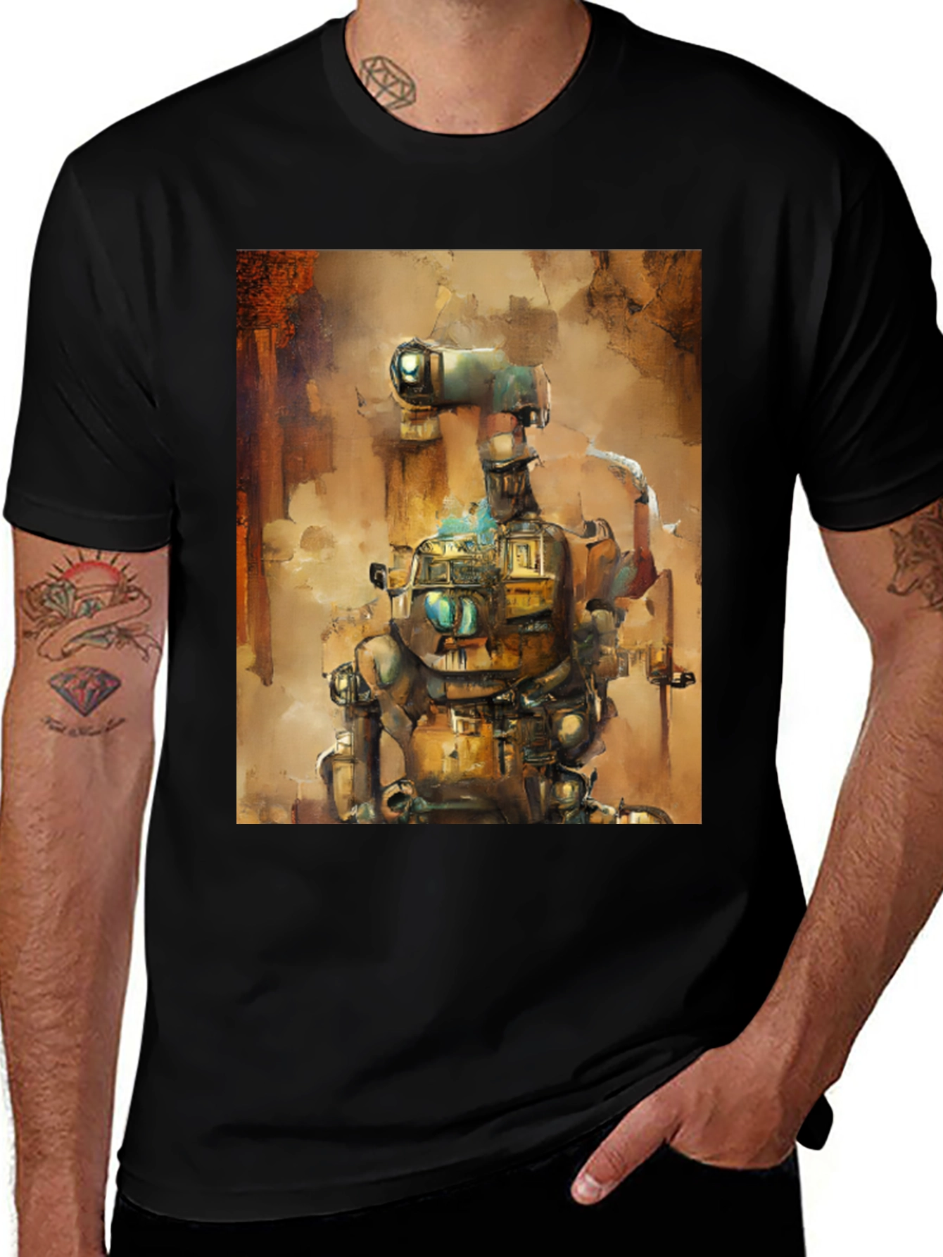 Variant 10 of Steampunk Robot Graphic Tee - Unique Design