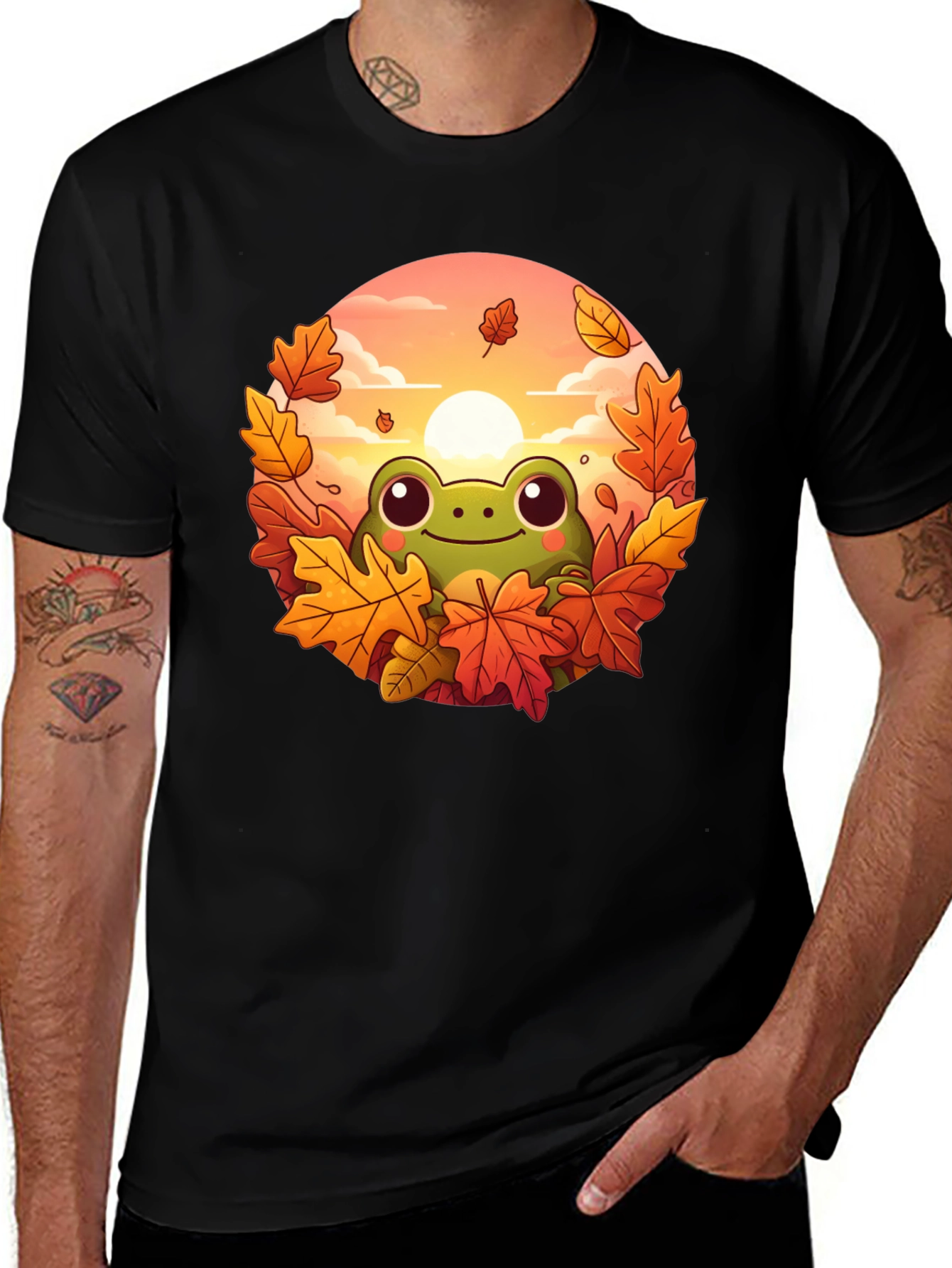 Variant 14 of Fall Frog Graphic Tee - Autumn Vibes