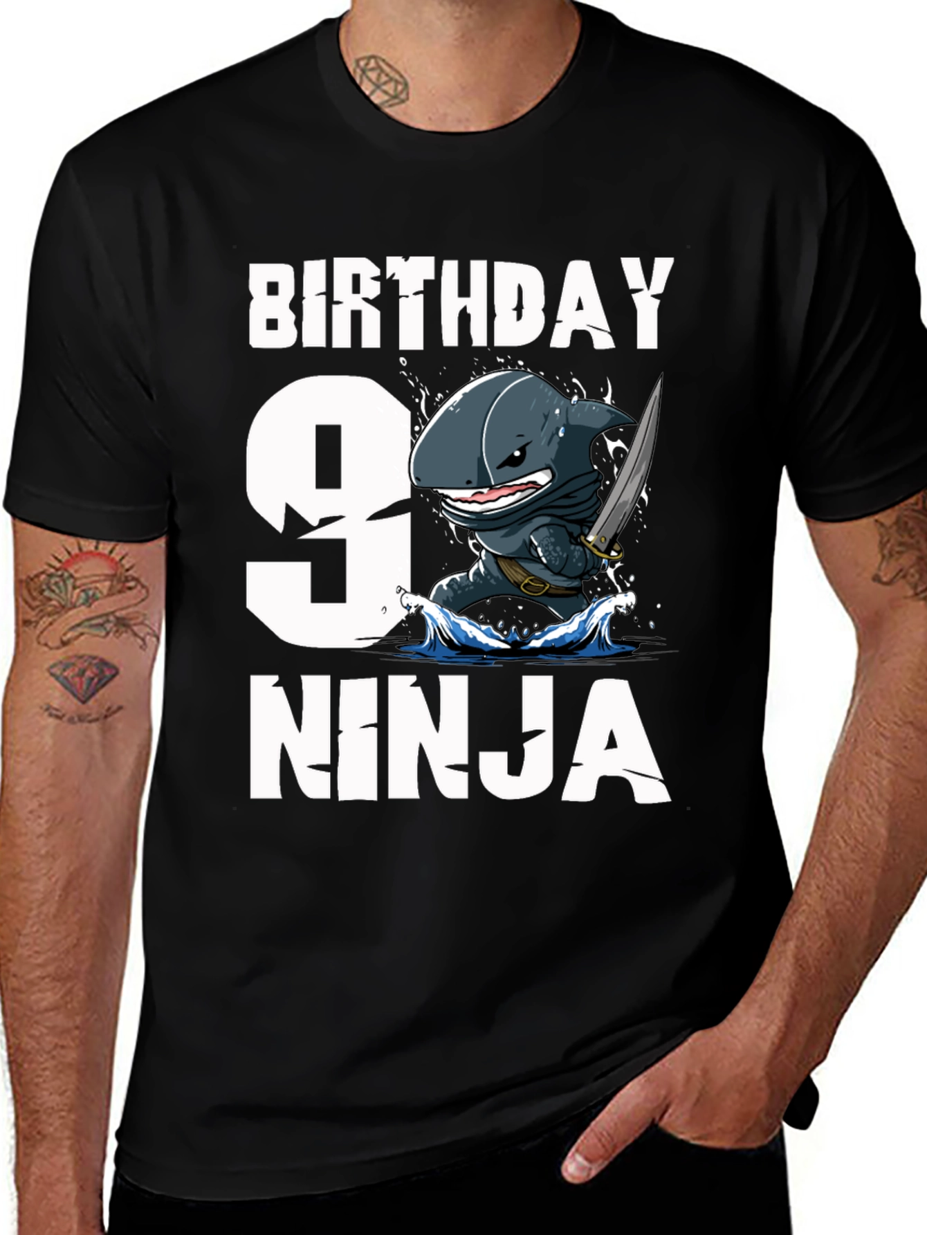 Variant 18 of 9th Birthday Ninja Shark T-Shirt