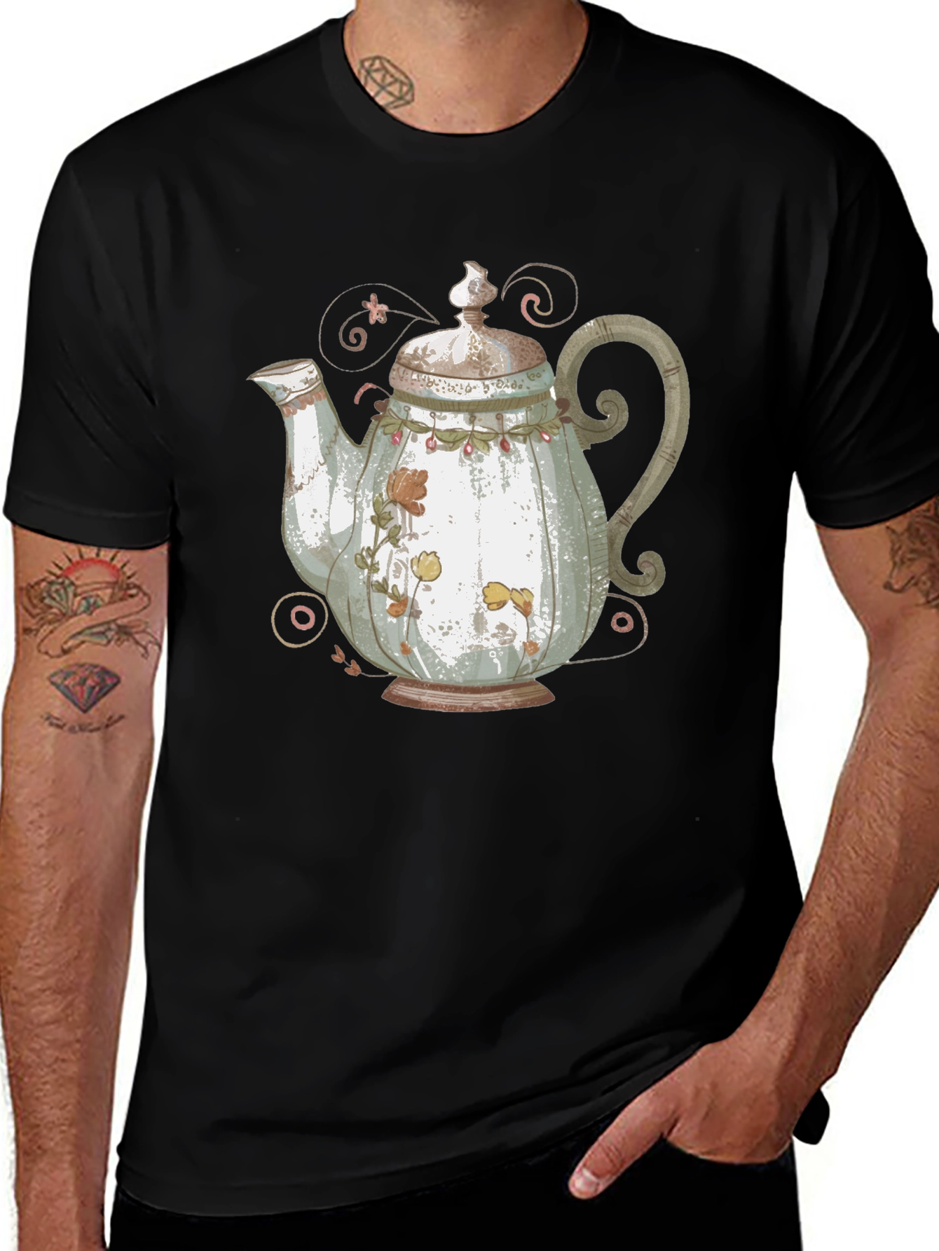 Variant 25 of Floral Teapot Graphic Tee - Unique Design