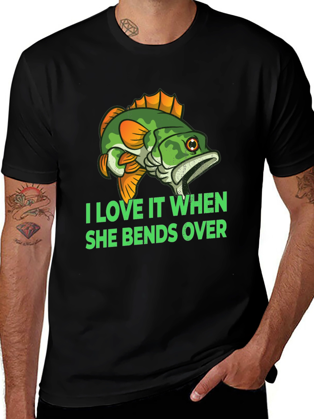 Variant 23 of Fishing Humor T-Shirt - I Love It When She Bends Over
