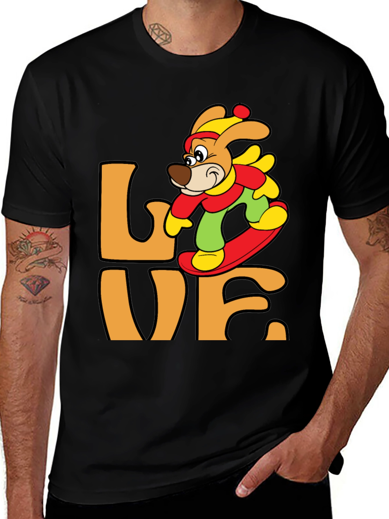 Variant 12 of Cartoon Dog Snowboarding Graphic T-Shirt