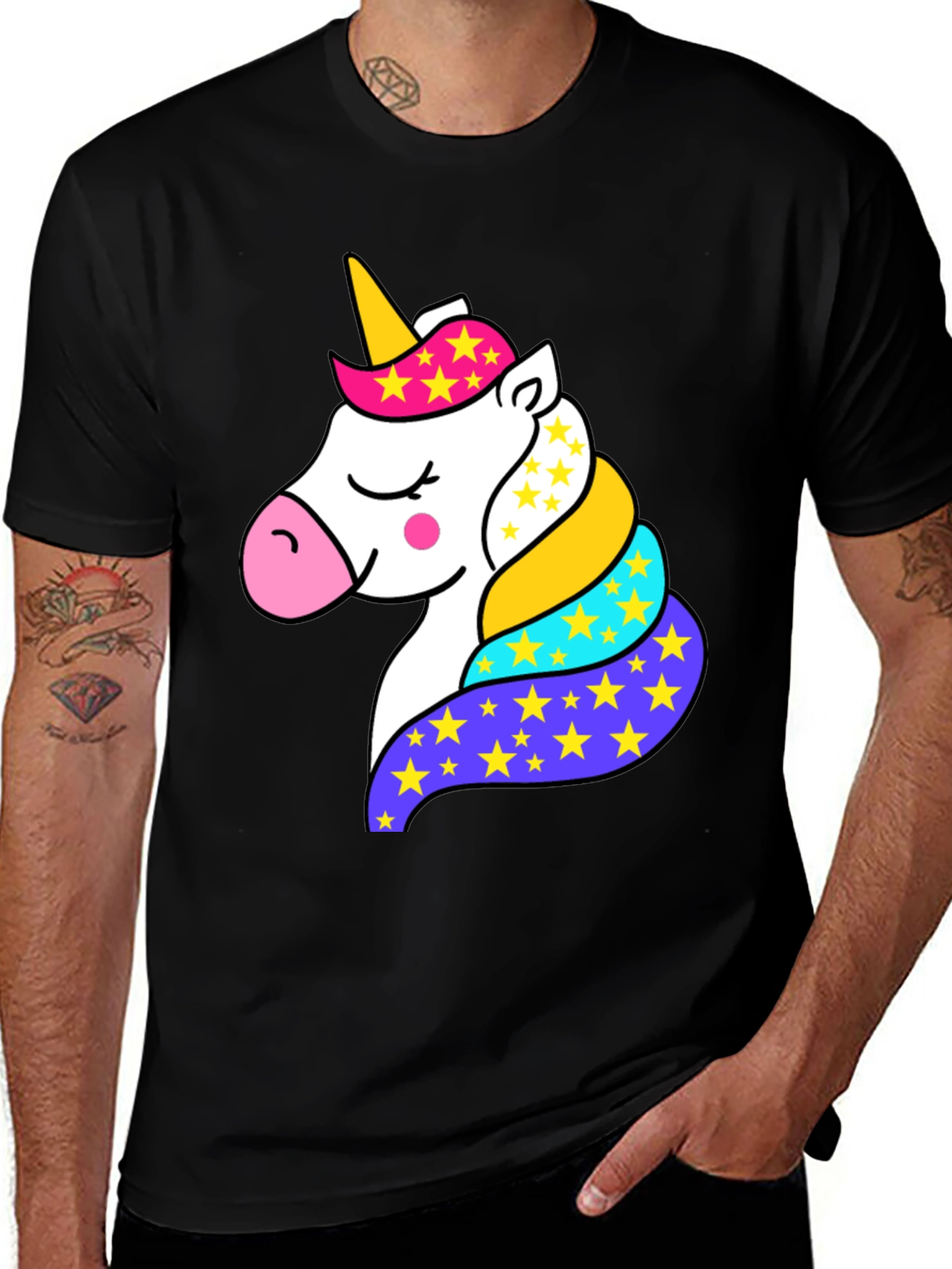 Variant 12 of Unicorn Graphic Tee - Black Cotton T-Shirt