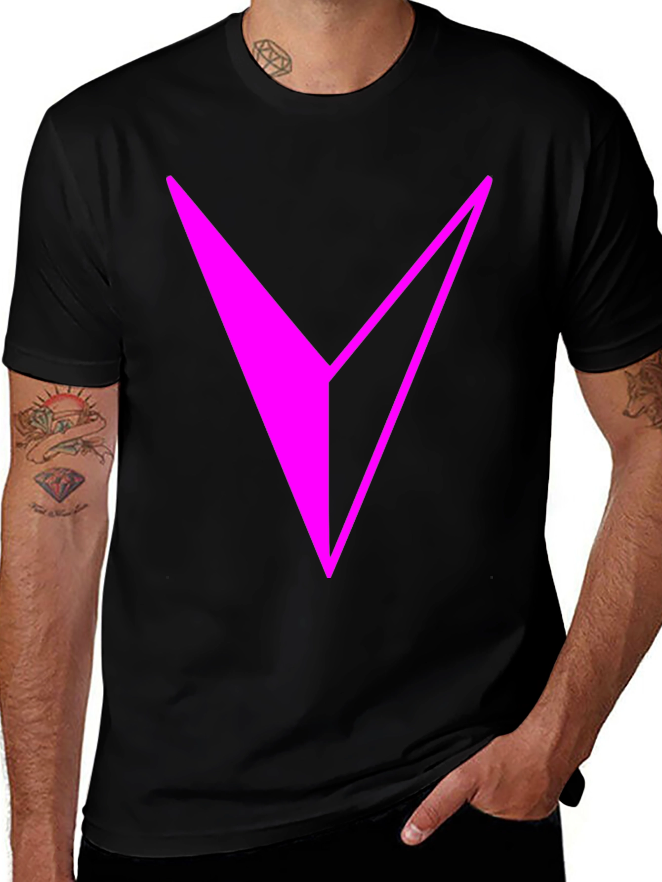 Variant 12 of Modern V Logo Black T-Shirt for Men