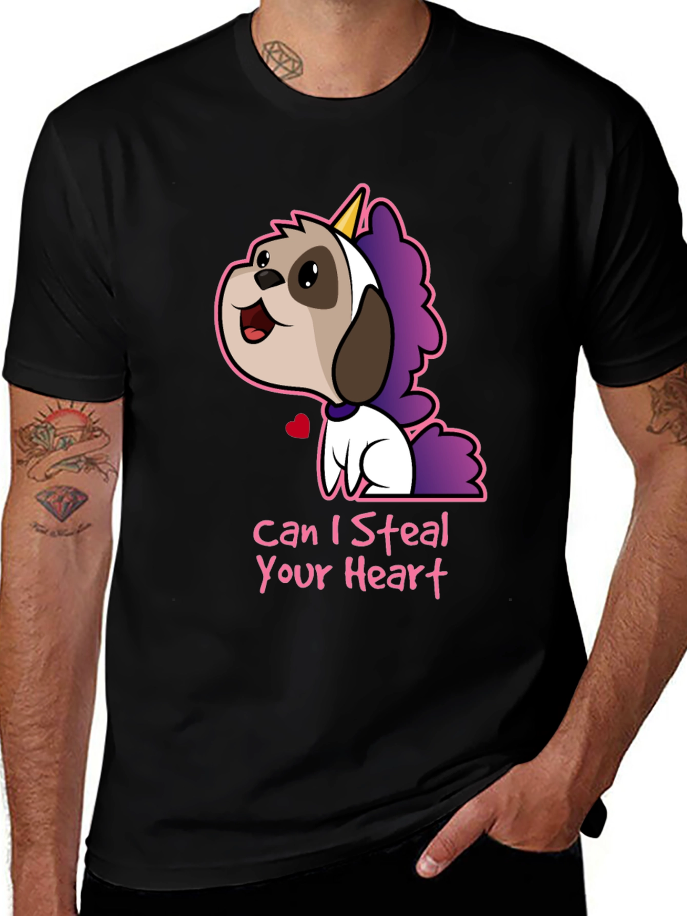 Variant 26 of Dog Unicorn Graphic T-Shirt - "Can I Steal Your Heart?"