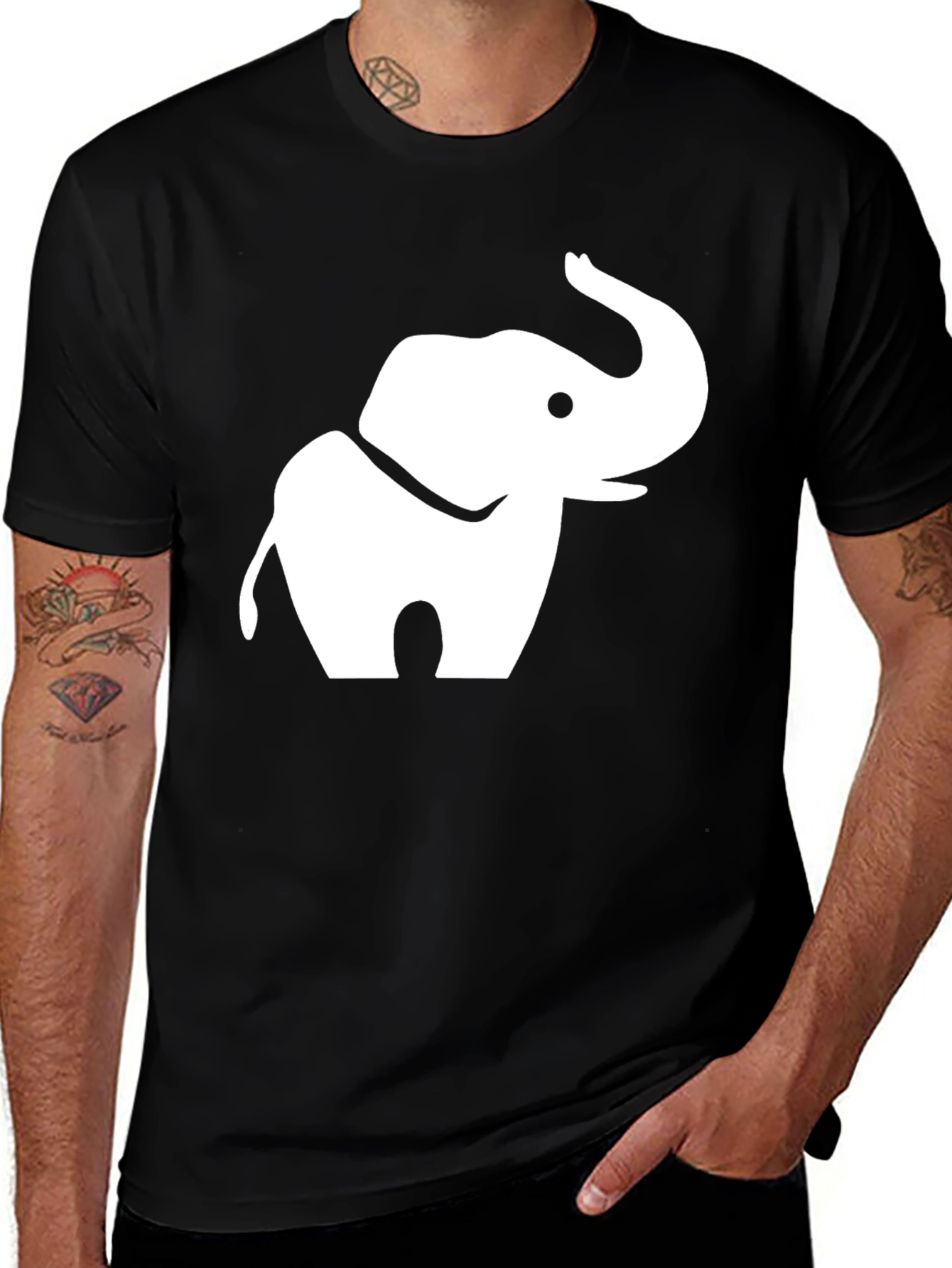 Variant 11 of Elephant Graphic Tee - Black Cotton Blend