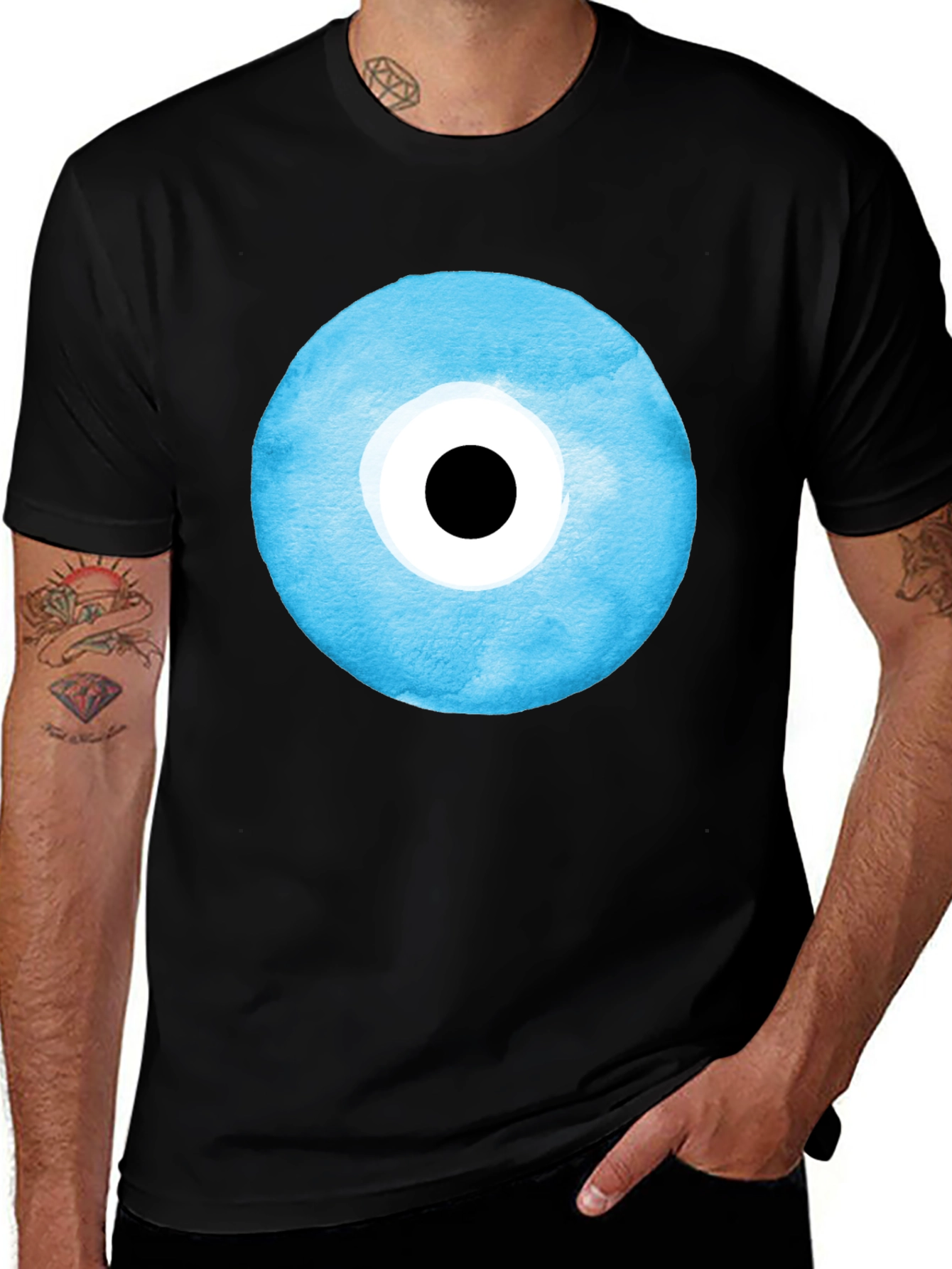 Variant 7 of Evil Eye Graphic T-Shirt - Black Cotton Tee