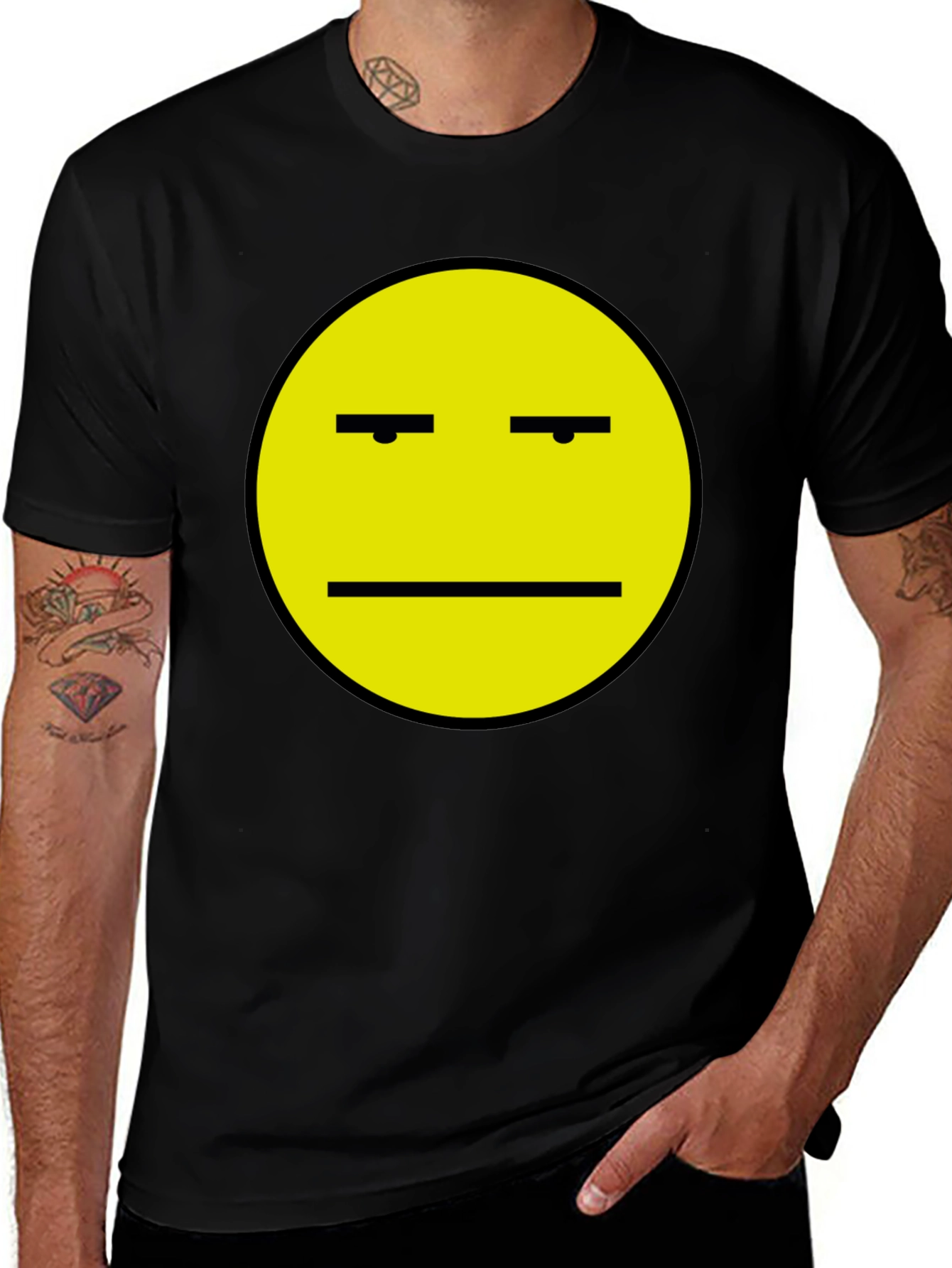 Variant 24 of Deadpan Emoji Black T-Shirt - Casual Style
