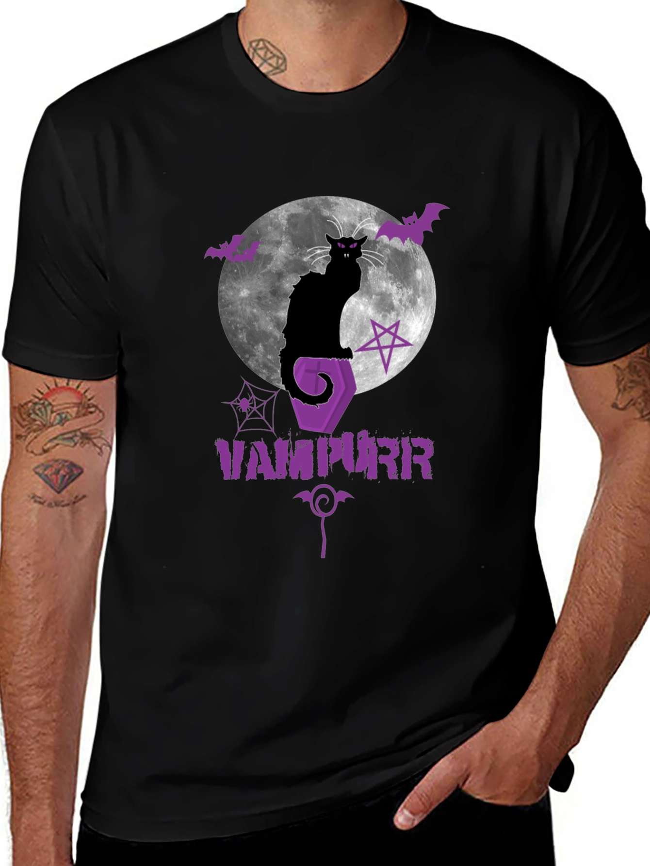 Vampurr Halloween Cat Graphic Tee